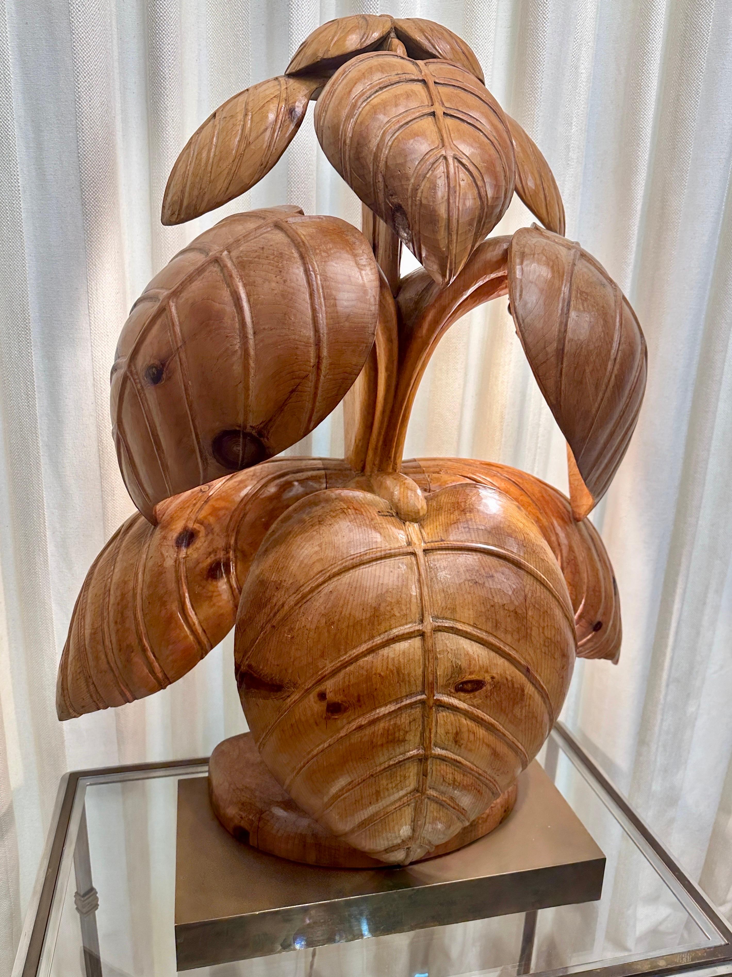 Mid-20th Century Extraordinary Rhubarb Leaf Sculpture Lamp by Bartolozzi & Maioli For Sale