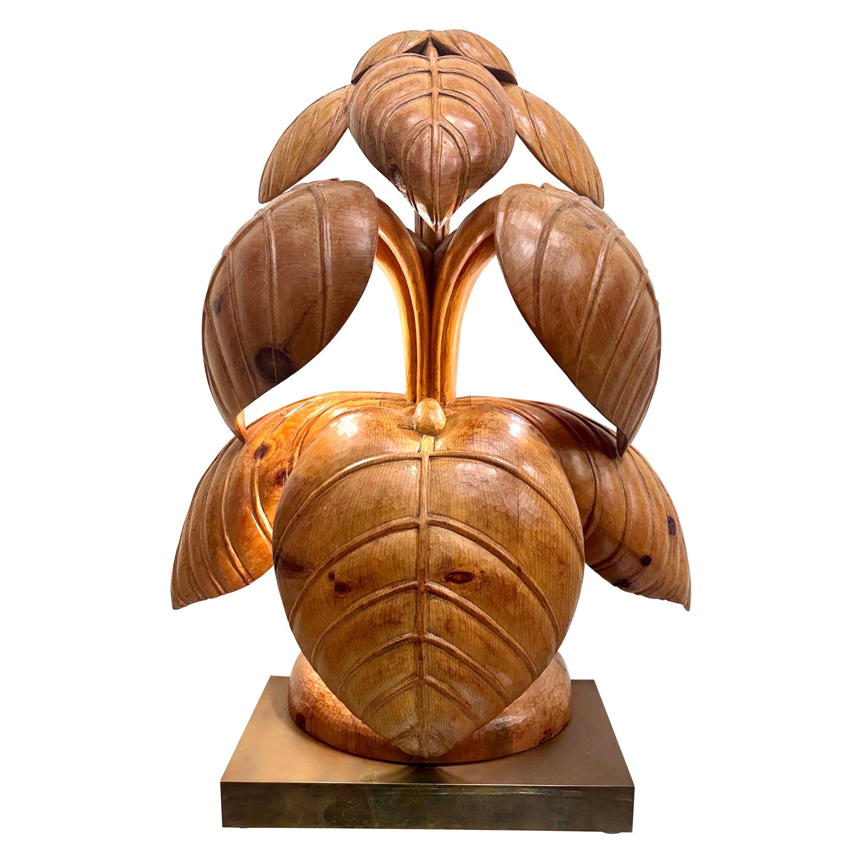 Extraordinary Rhubarb Leaf Sculpture Lamp by Bartolozzi & Maioli For Sale