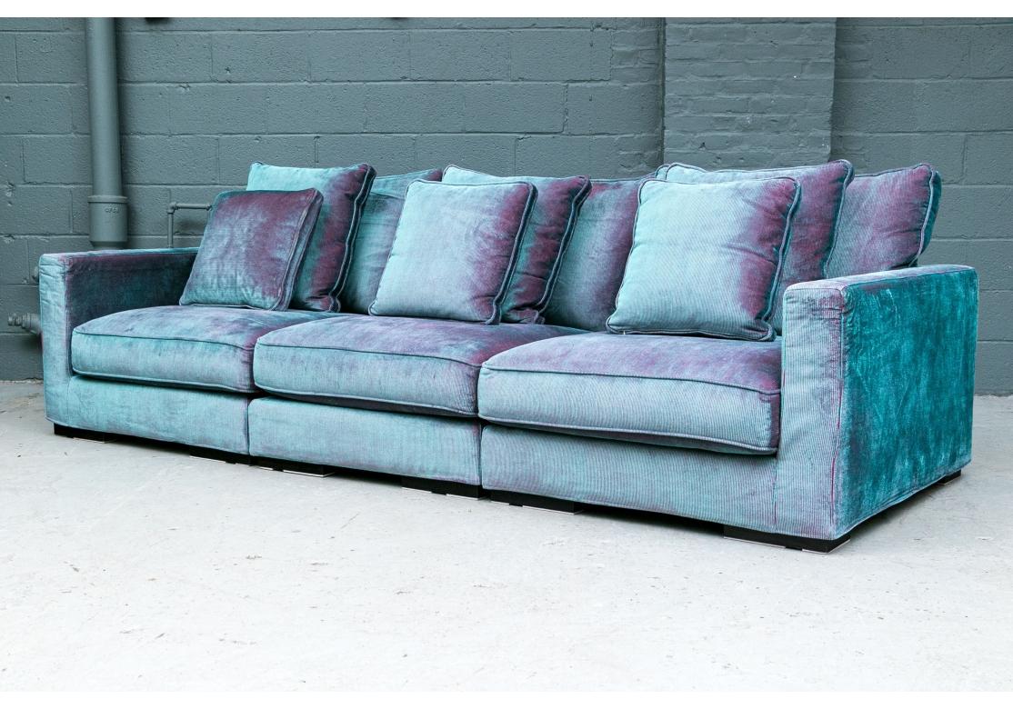 French Extraordinary Roche Bobois Iridescent Tuxedo Style Sofa