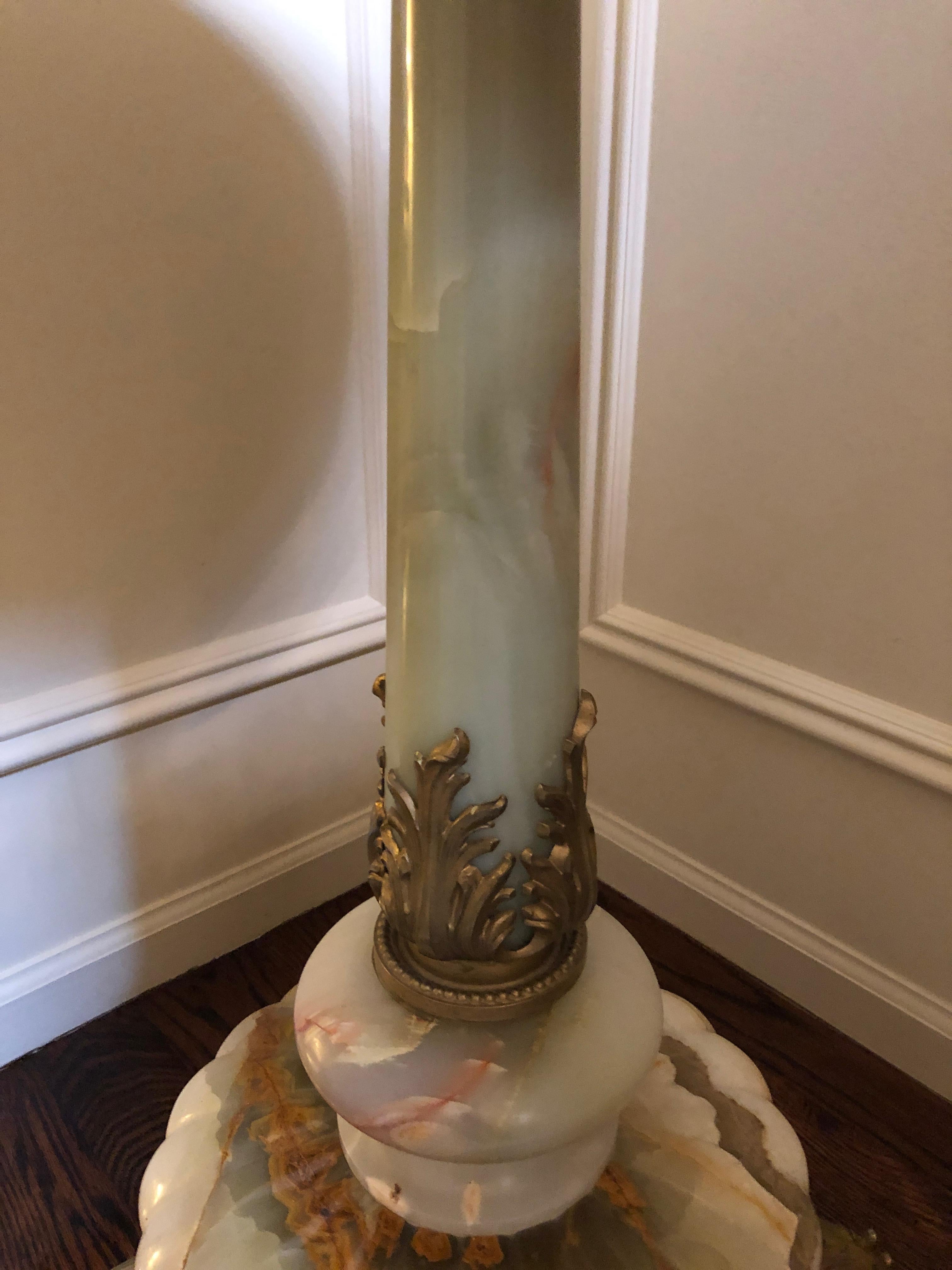 Extraordinary Round Onyx and Gilt Brass Empire Pedestal Side Table 1