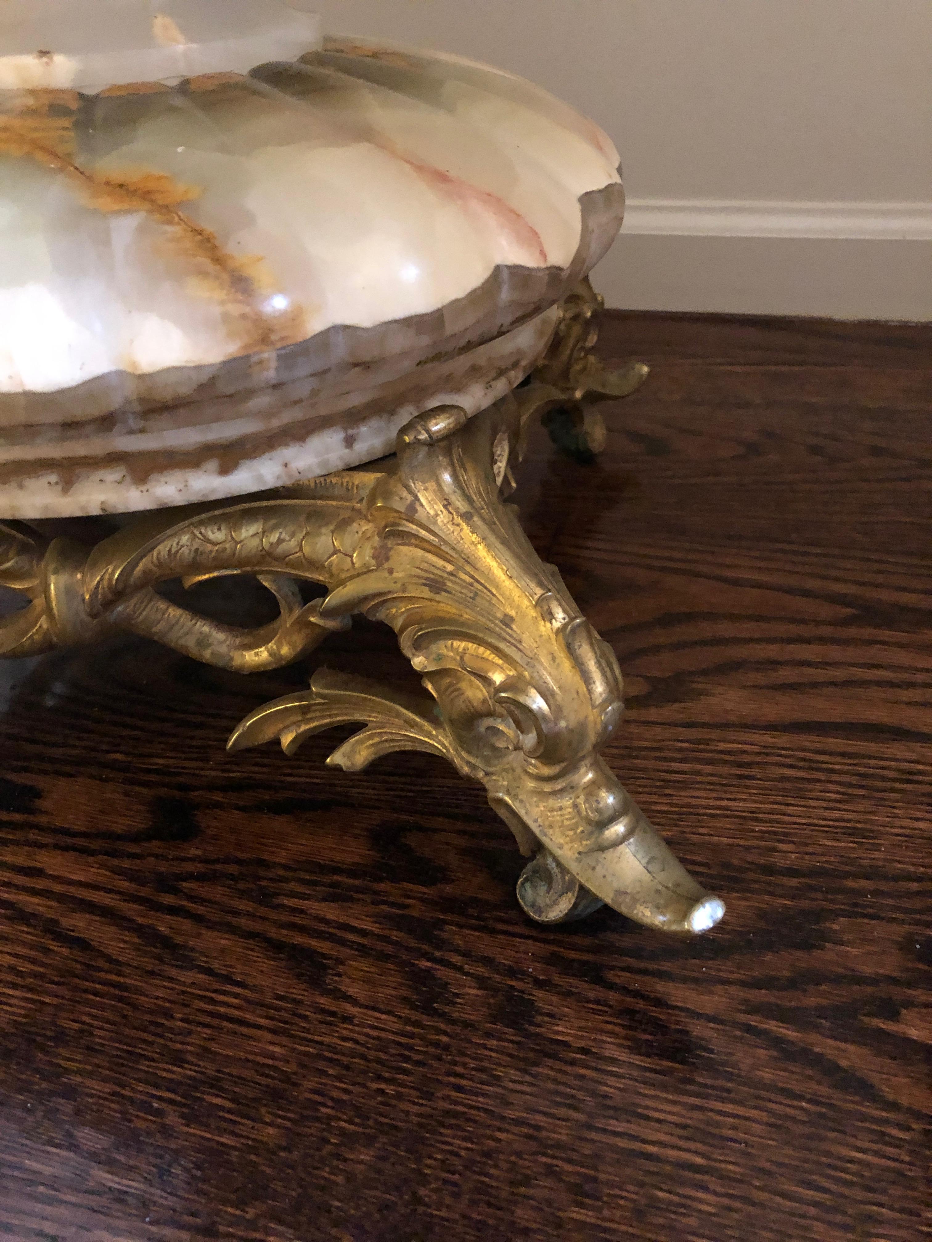 Extraordinary Round Onyx and Gilt Brass Empire Pedestal Side Table 5