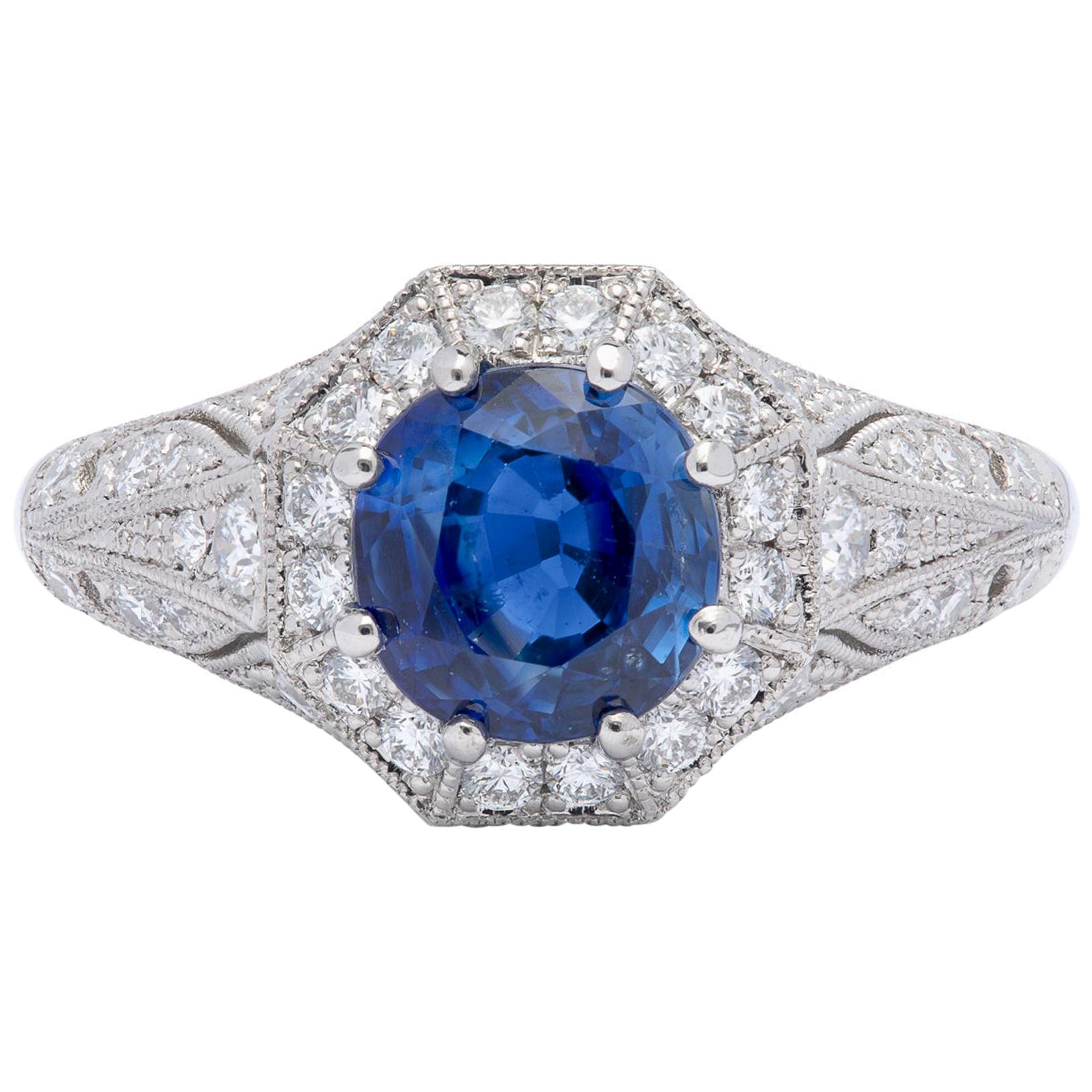 Extraordinary Sapphire and Diamond Platinum Ring