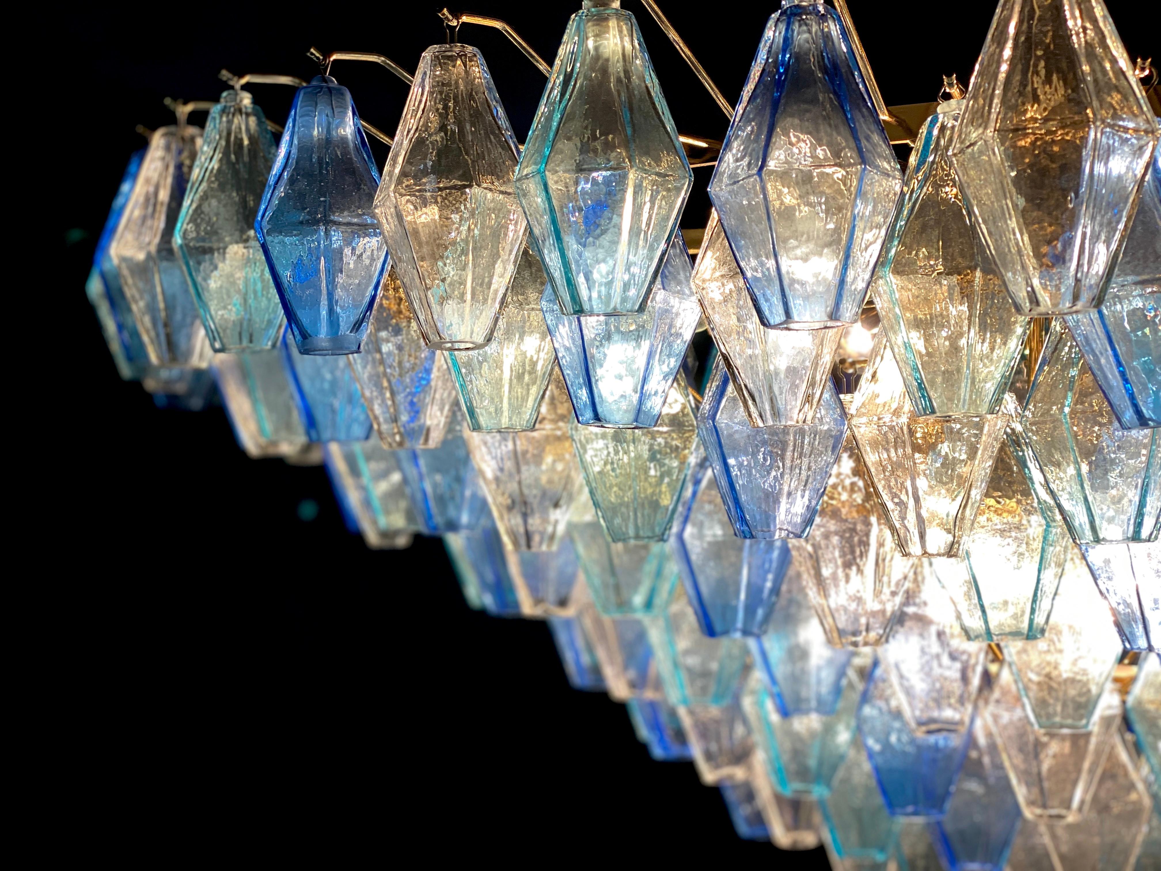 Extraordinary Sapphire Color Poliedri Murano Glass Ceiling Light or Chandelier For Sale 4