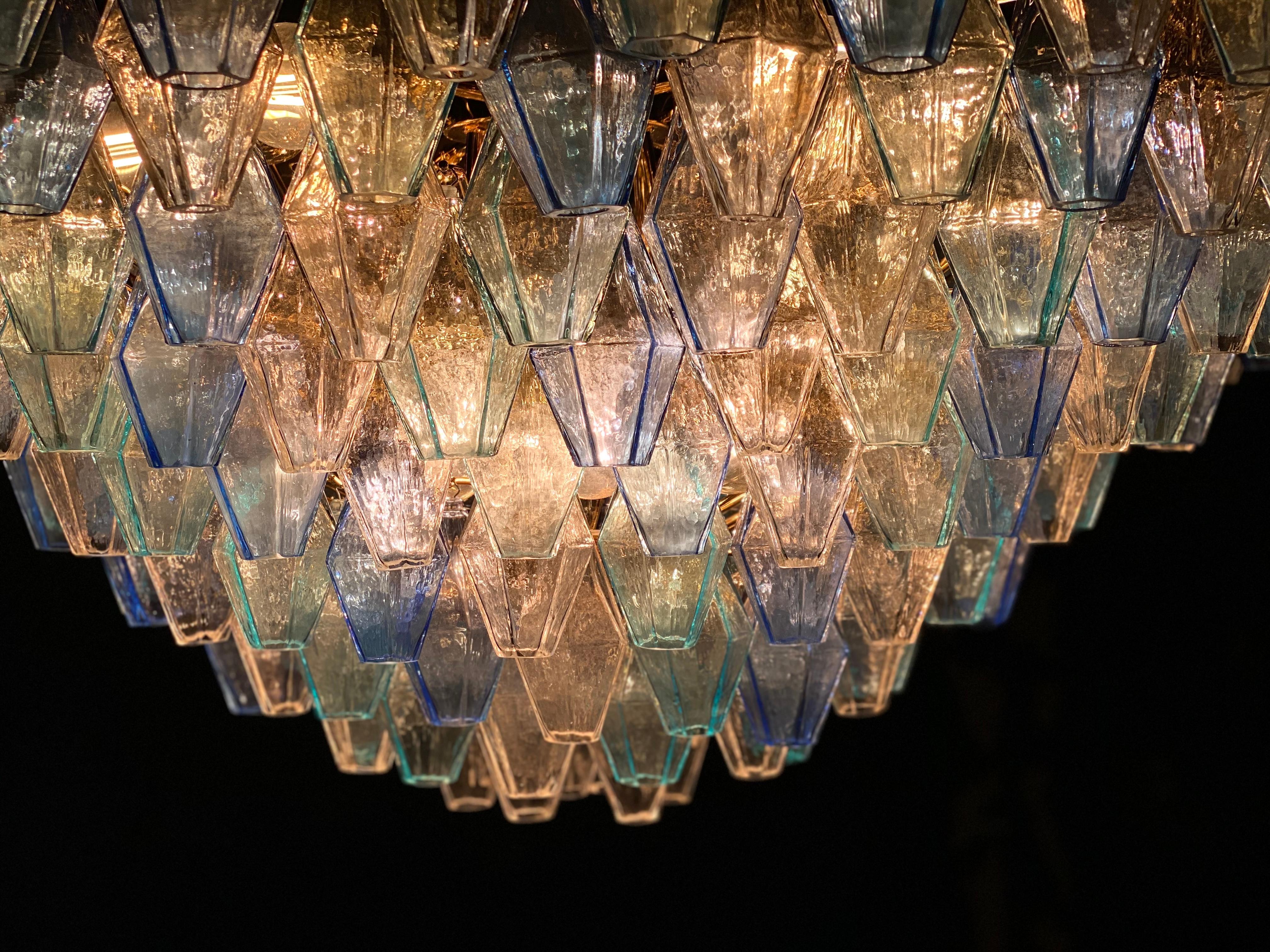 Extraordinary Sapphire Color Poliedri Murano Glass Ceiling Light or Chandelier For Sale 5