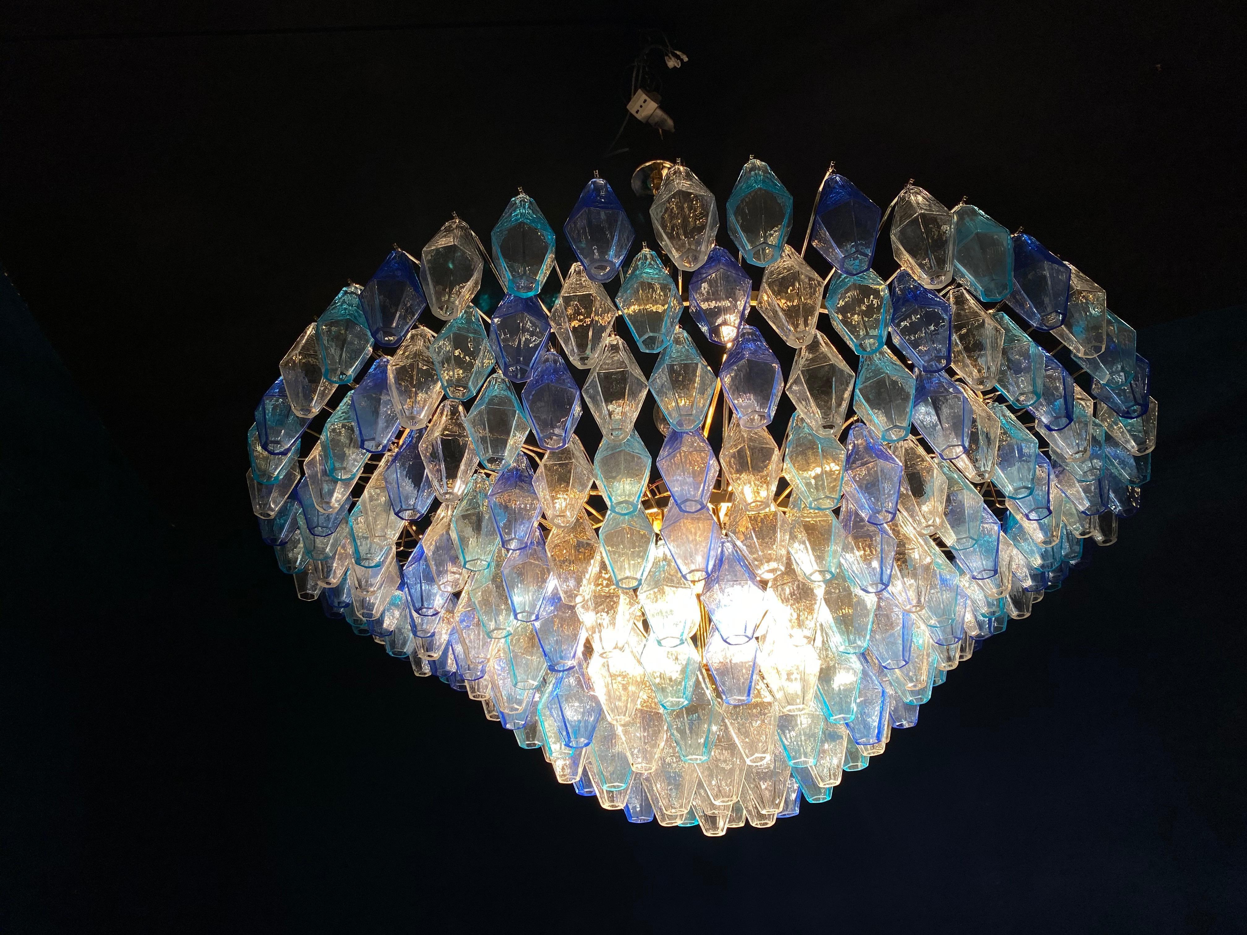 Extraordinary Sapphire Color Poliedri Murano Glass Ceiling Light or Chandelier 7