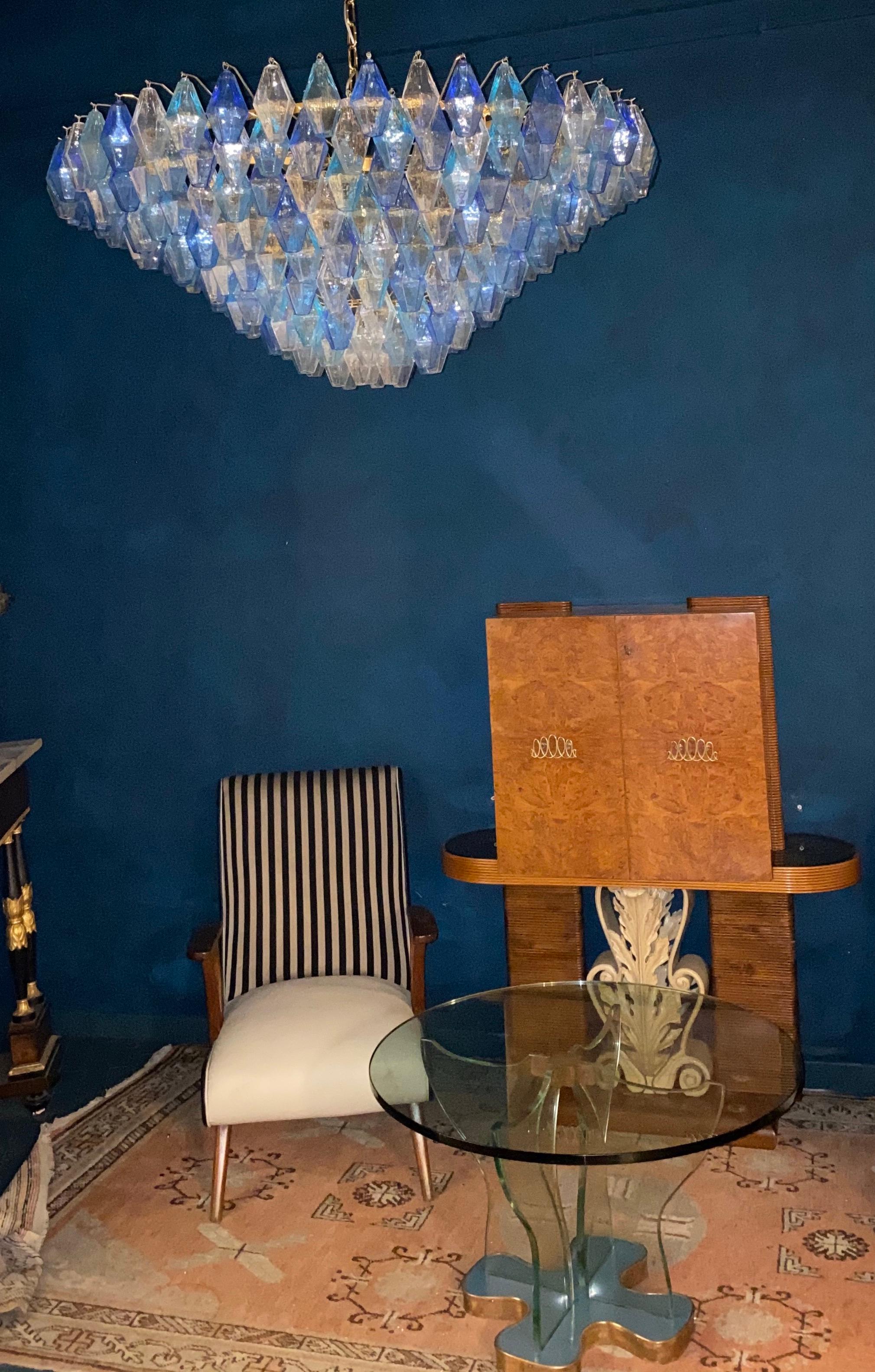 Extraordinaire plafonnier ou lustre en verre de Murano Poliedri de couleur saphir en vente 7