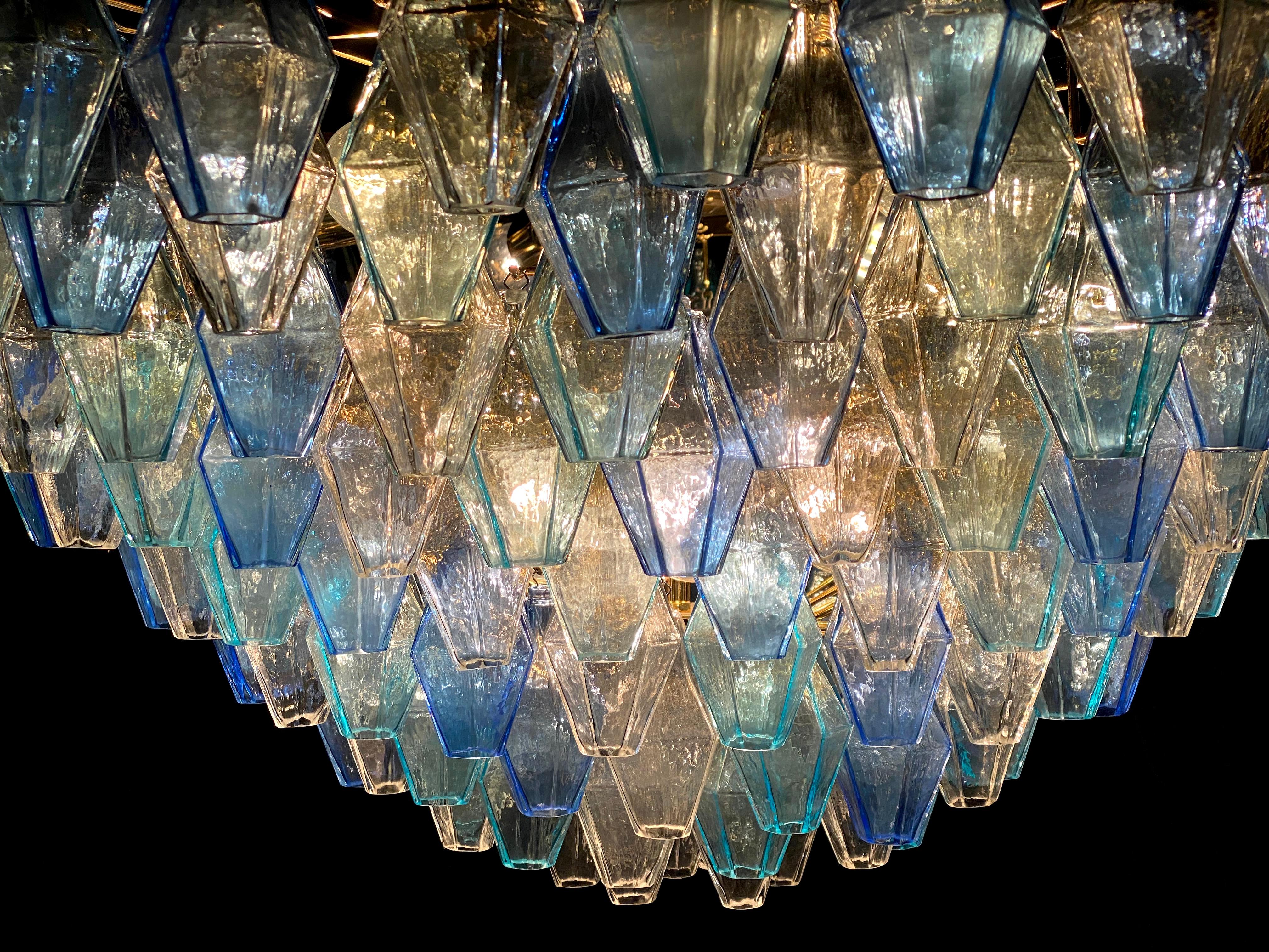 Extraordinaire plafonnier ou lustre en verre de Murano Poliedri de couleur saphir en vente 10