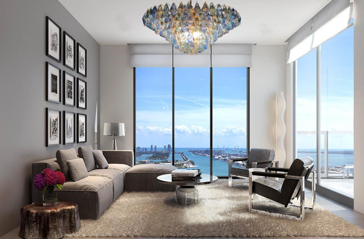 Extraordinaire plafonnier ou lustre en verre de Murano Poliedri de couleur saphir en vente 1
