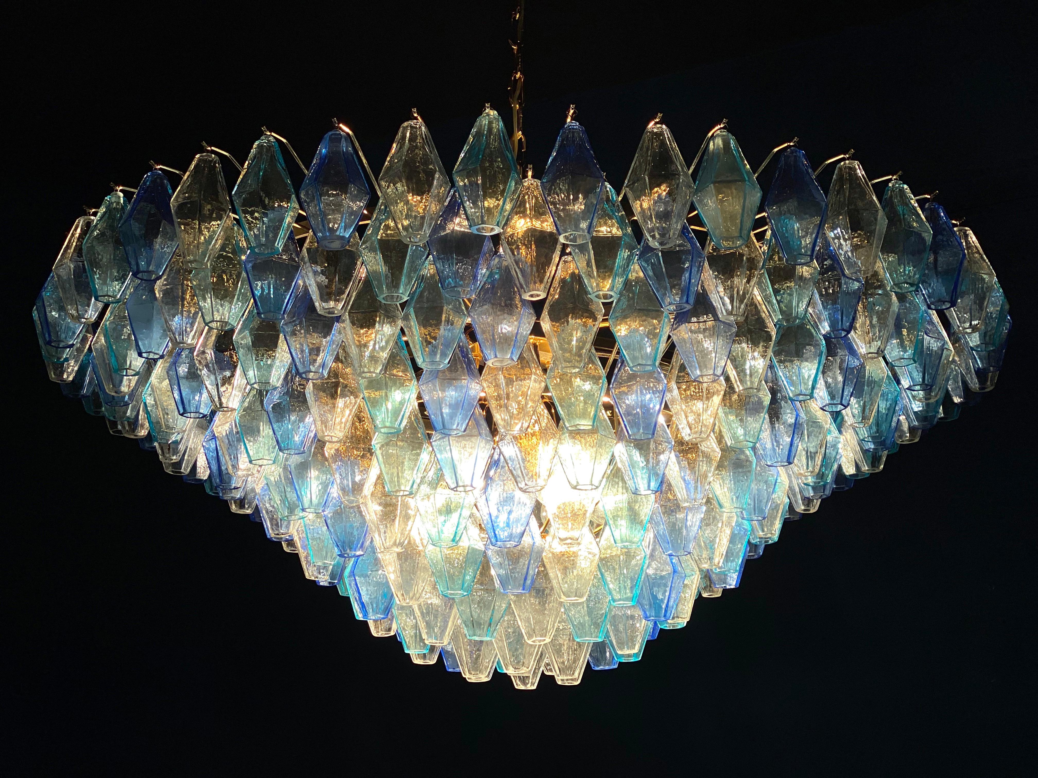 Extraordinary Sapphire Color Poliedri Murano Glass Ceiling Light or Chandelier For Sale 3