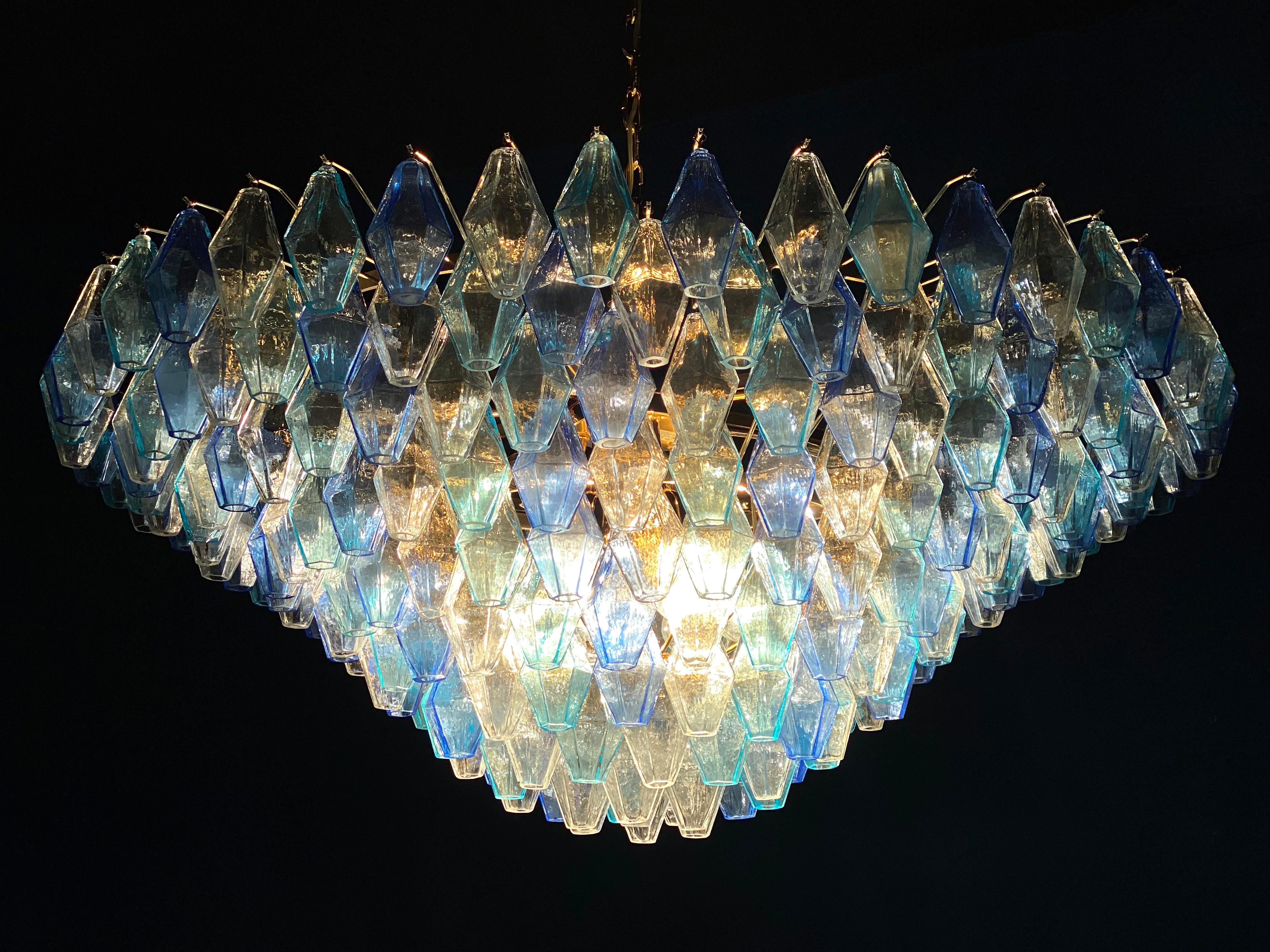 Extraordinaire plafonnier ou lustre en verre de Murano Poliedri de couleur saphir en vente 2