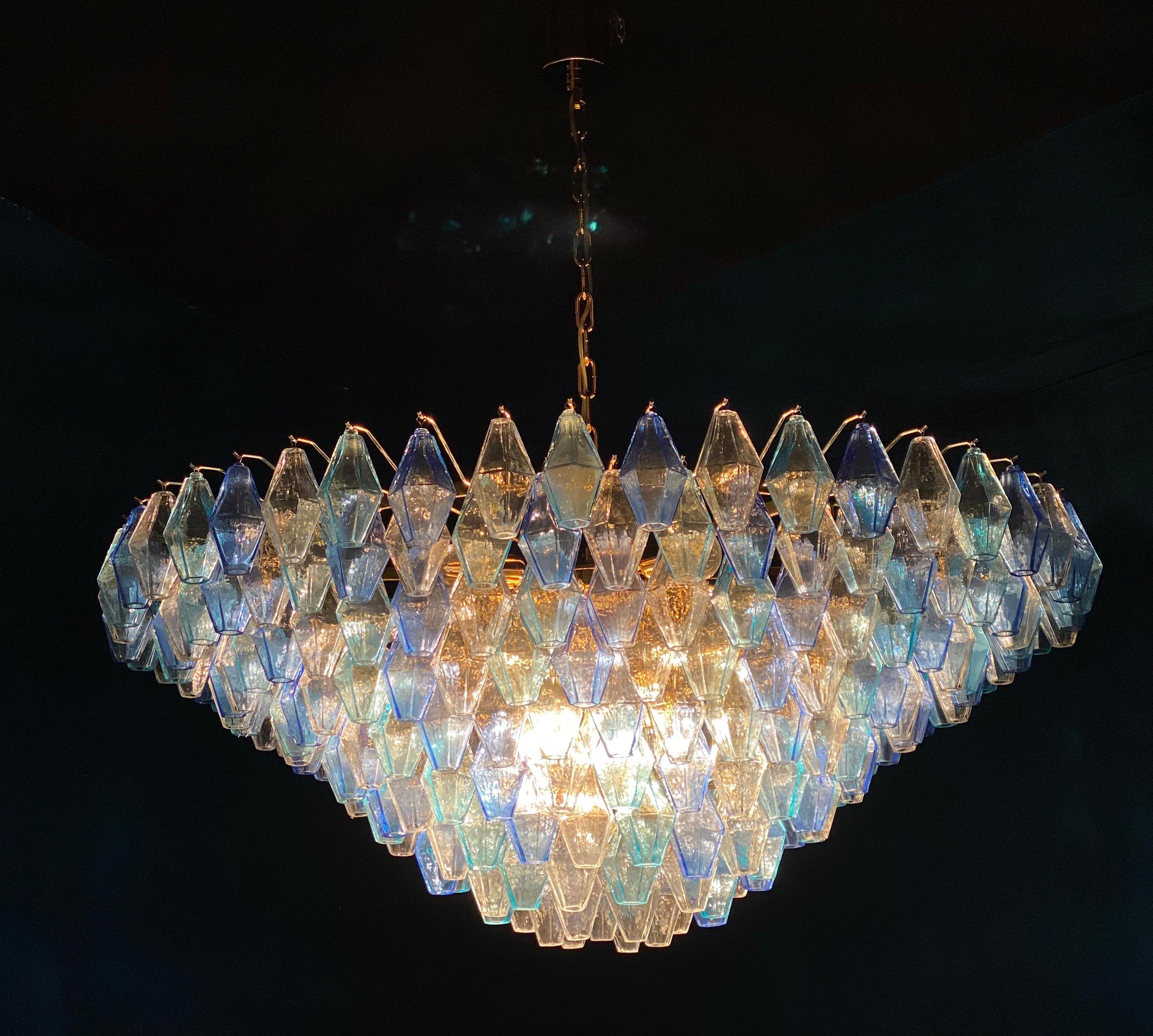 Extraordinaire plafonnier ou lustre en verre de Murano Poliedri de couleur saphir en vente 2