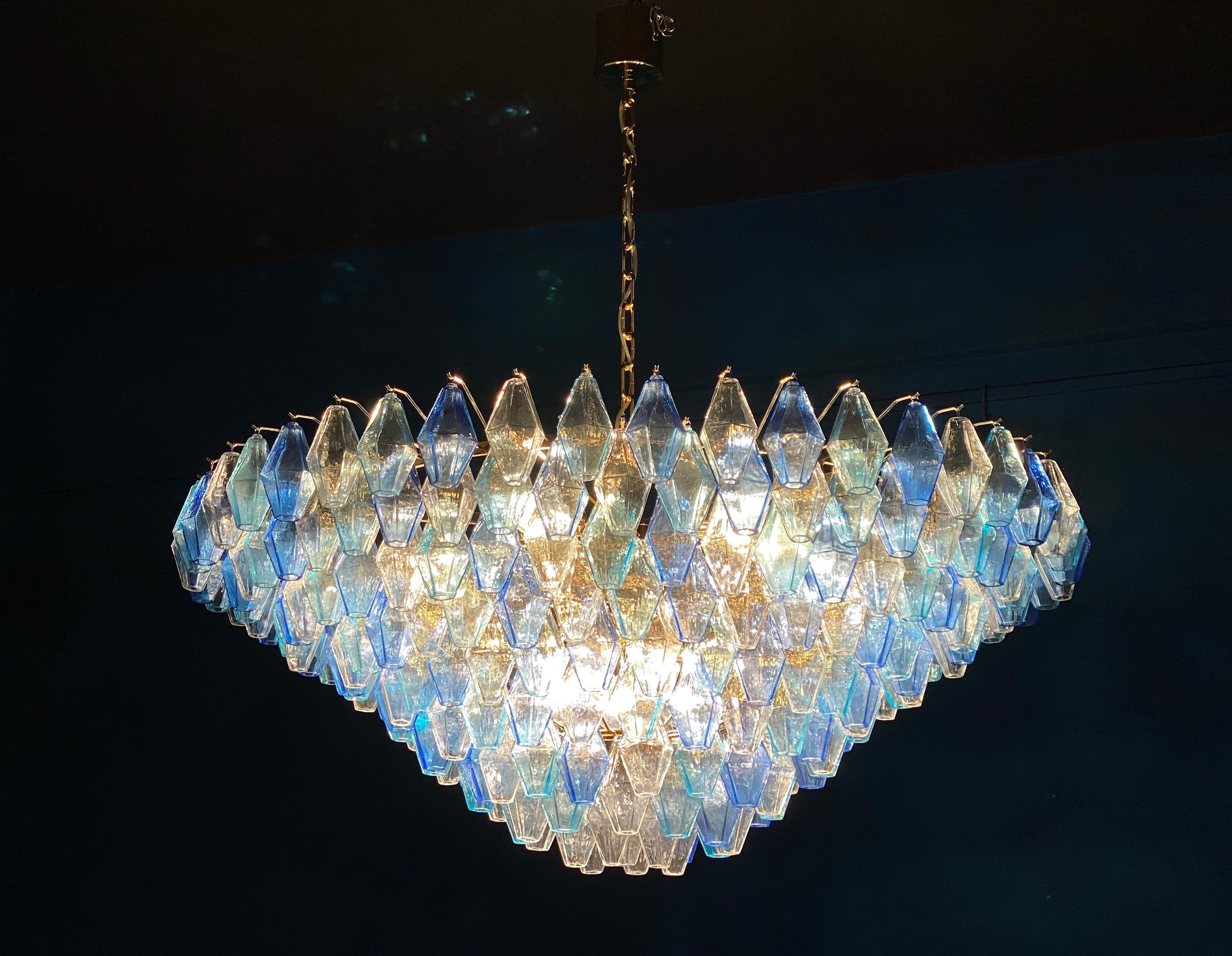 Außergewöhnliche Saphirfarbene Poliedri Muranoglas-Deckenleuchte oder Kronleuchter im Angebot 2