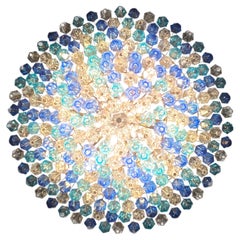 Extraordinary Sapphire Color Poliedri Murano Glass Ceiling Light or Chandelier