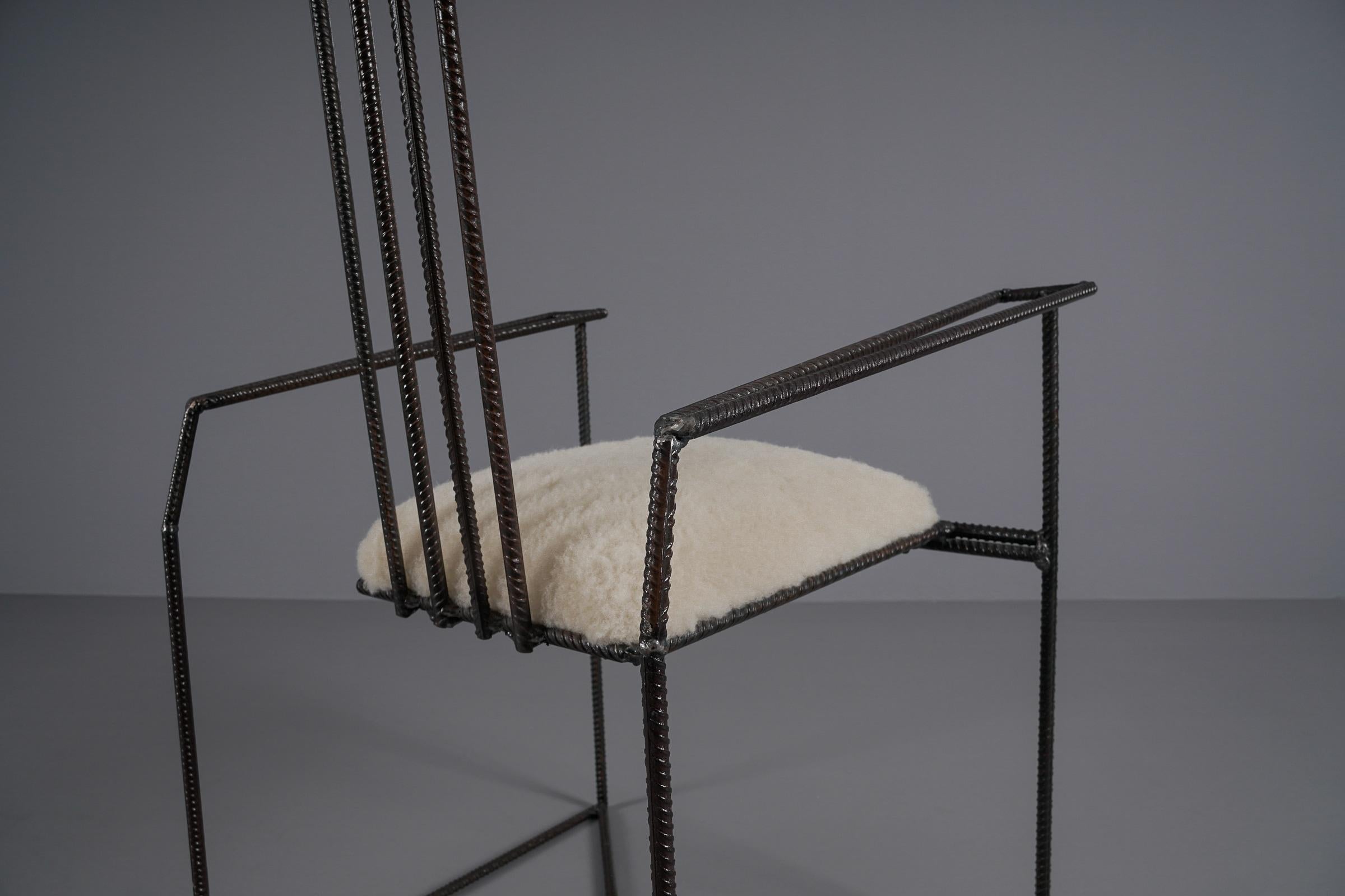 Extraordinary Sculptural Handmade Reinforcing Steel Cantilever Armchair, 1990s For Sale 2