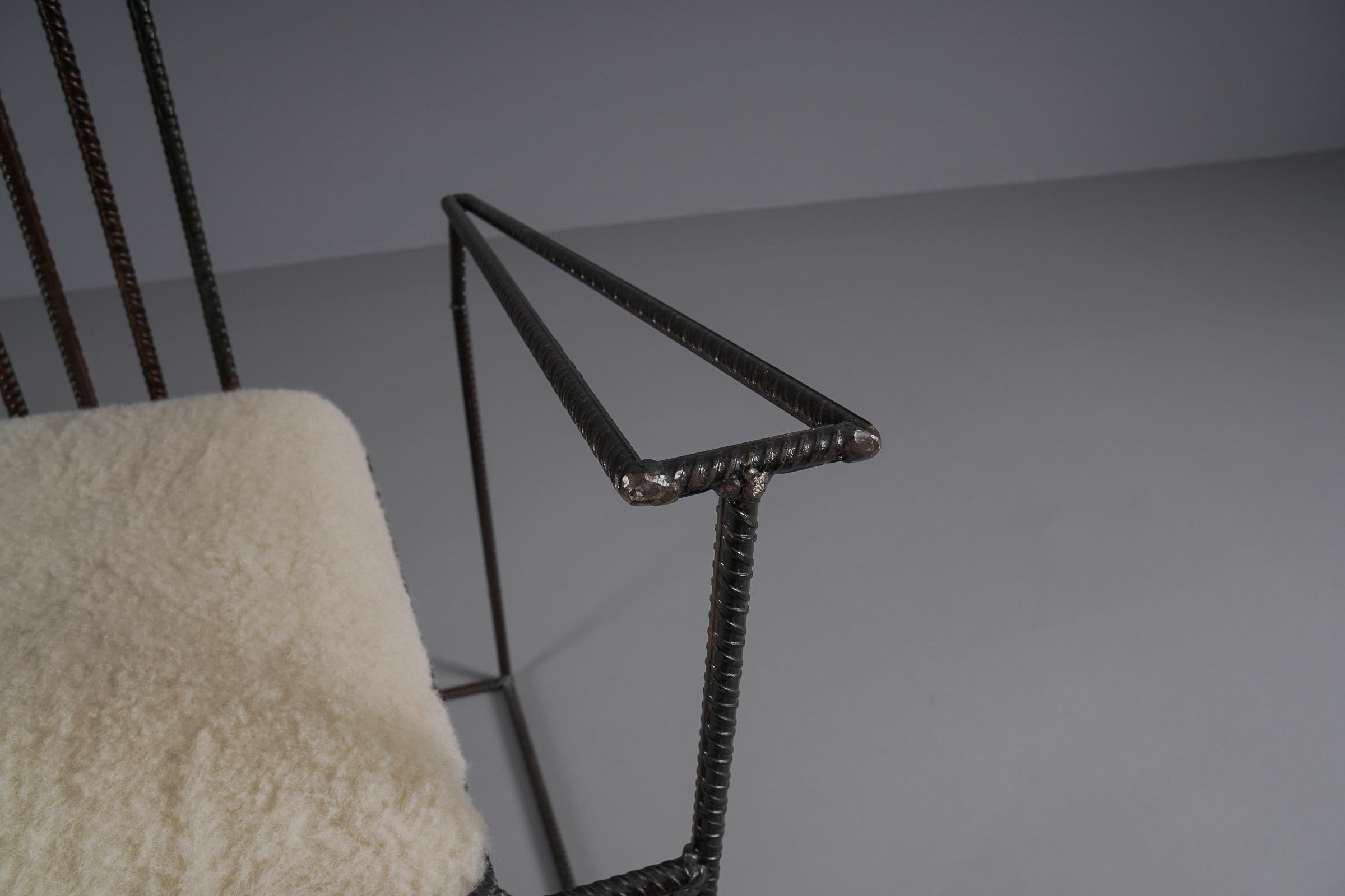 Extraordinary Sculptural Handmade Reinforcing Steel Cantilever Armchair, 1990s For Sale 4