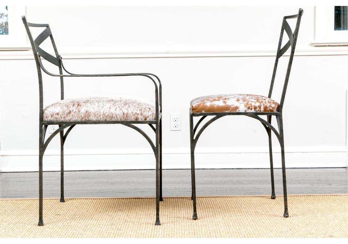 Extraordinaire ensemble de 12 chaises de salle à manger à dossier à lattes en bronze de Victoria Hagen en vente 4