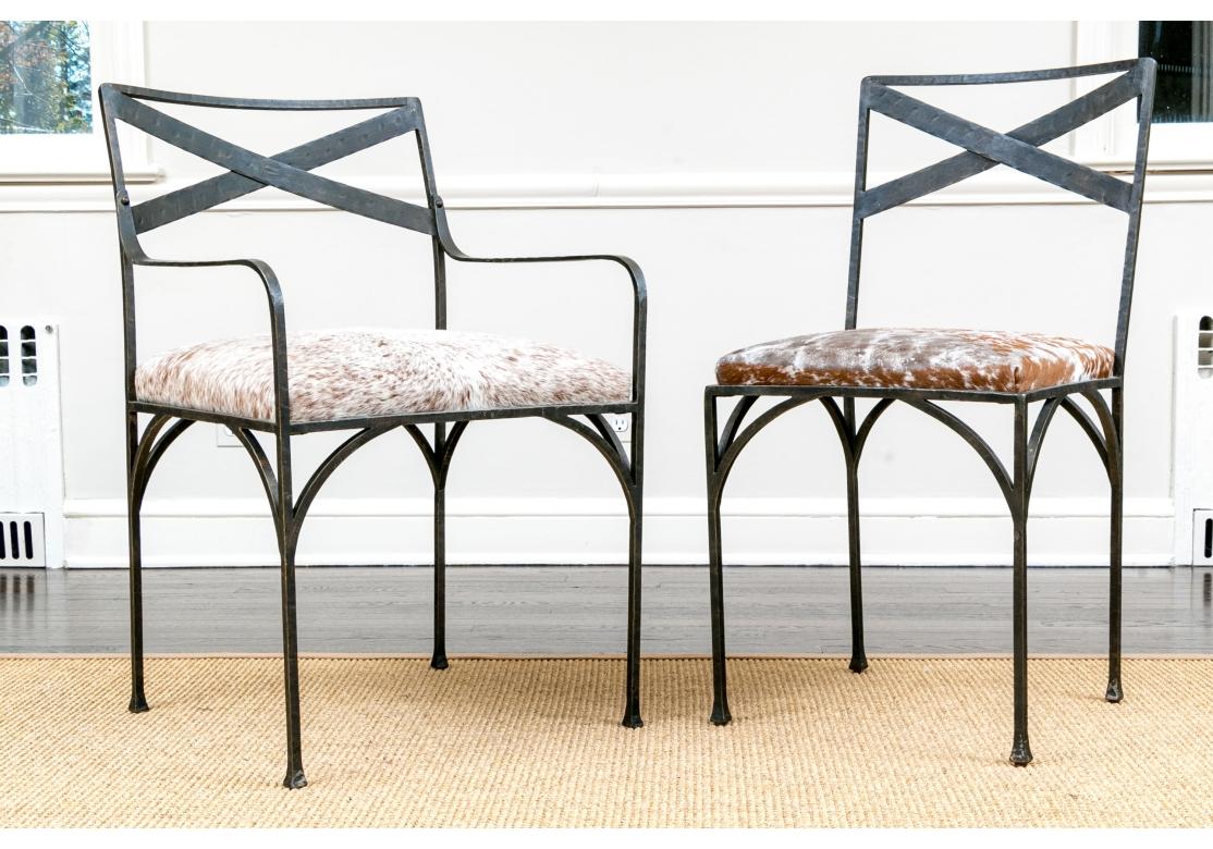 Extraordinaire ensemble de 12 chaises de salle à manger à dossier à lattes en bronze de Victoria Hagen en vente 2