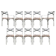 Extraordinaire ensemble de 12 chaises de salle à manger à dossier à lattes en bronze de Victoria Hagen