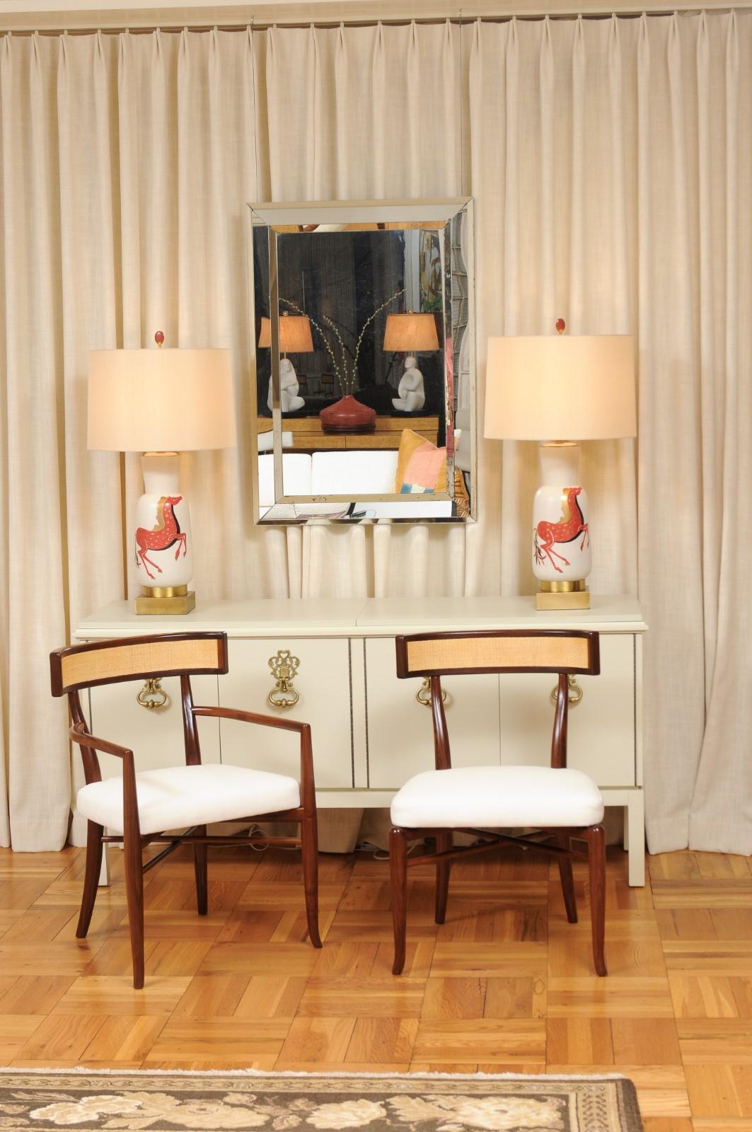 Organic Modern Extraordinary Set of 12 Klismos Chairs by Robsjohn-Gibbings, Custom Cane Back For Sale