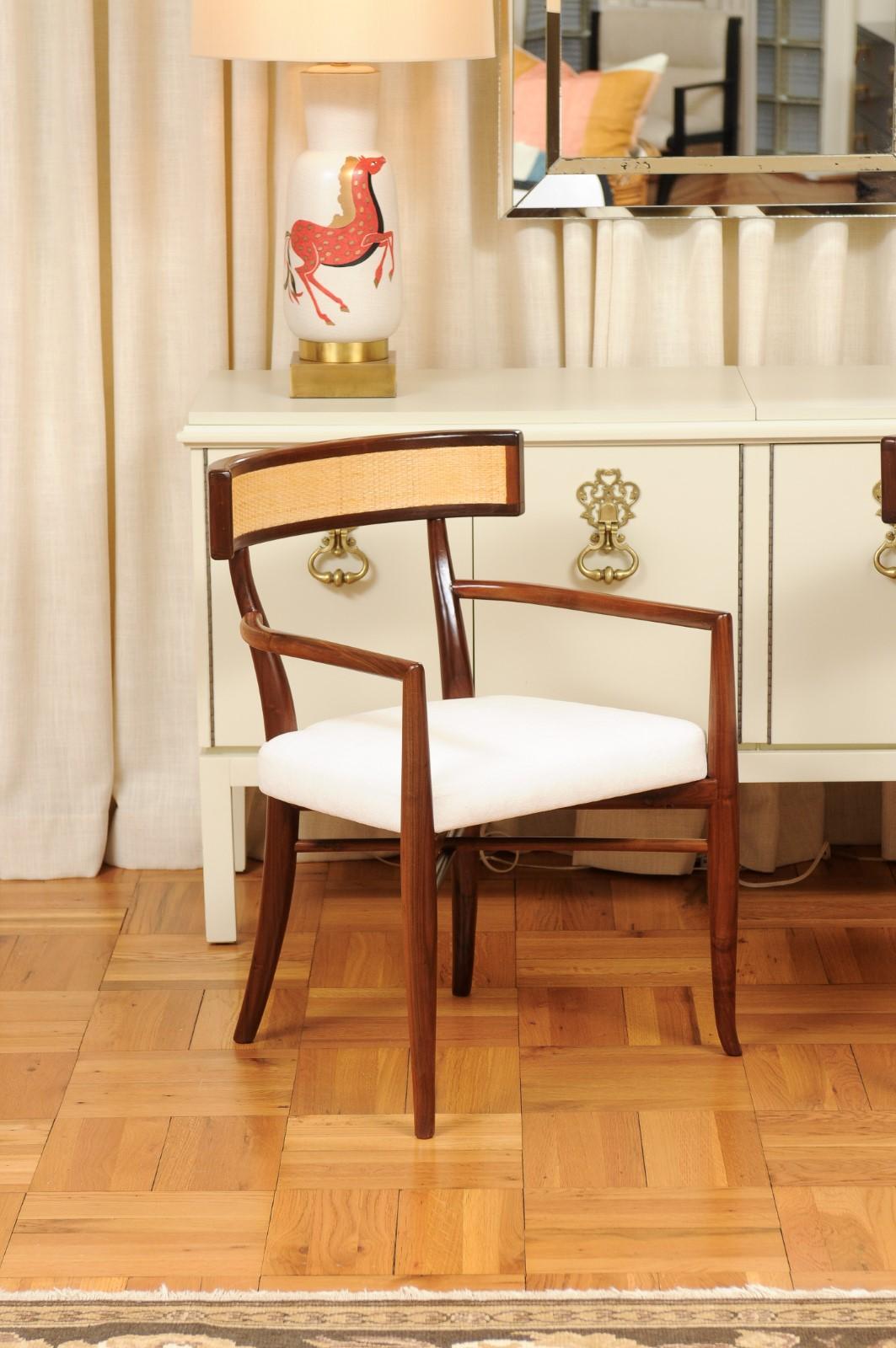 American Extraordinary Set of 12 Klismos Chairs by Robsjohn-Gibbings, Custom Cane Back For Sale