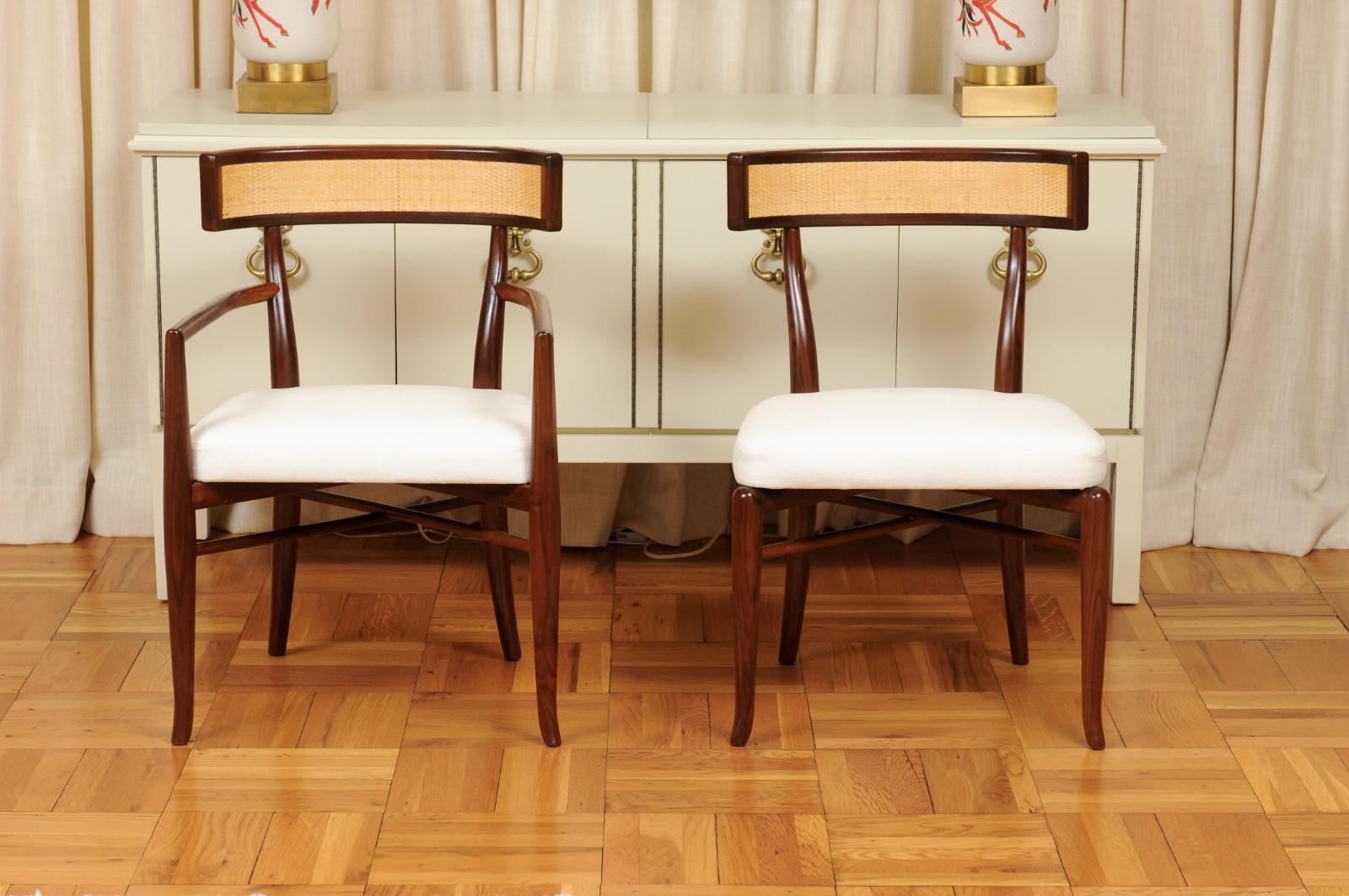 Mid-20th Century Extraordinary Set of 12 Klismos Chairs by Robsjohn-Gibbings, Custom Cane Back For Sale