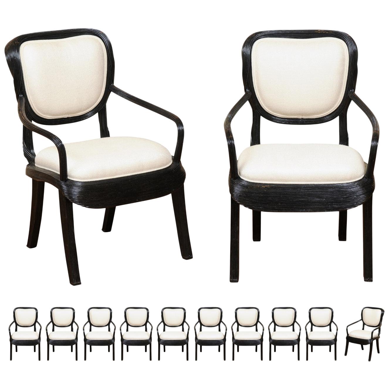 Extraordinary Set of 12 Trompe L'oiel Dining Chairs by Cobonpue, circa 1980