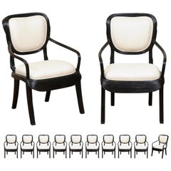 Vintage Extraordinary Set of 12 Trompe L'oiel Dining Chairs by Cobonpue, circa 1980