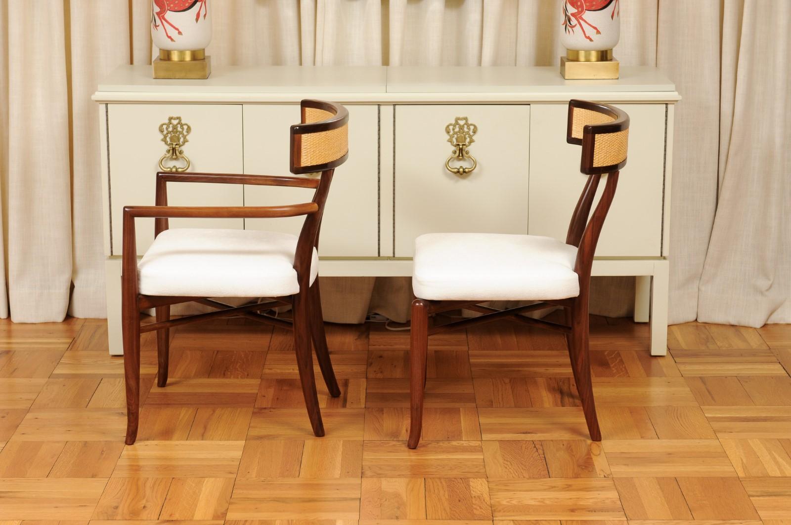 Extraordinary Set of 14 Klismos Chairs by Robsjohn-Gibbings, Custom Cane Back For Sale 4