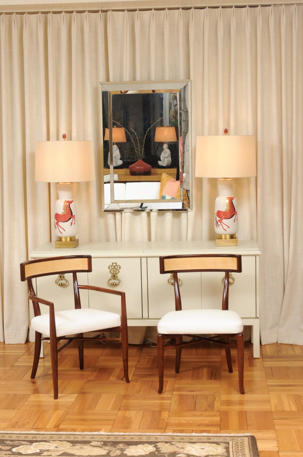 American Extraordinary Set of 14 Klismos Chairs by Robsjohn-Gibbings, Custom Cane Back For Sale