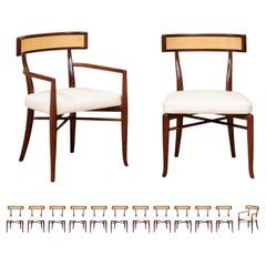 Extraordinary Set of 14 Klismos Chairs by Robsjohn-Gibbings, Custom Cane Back