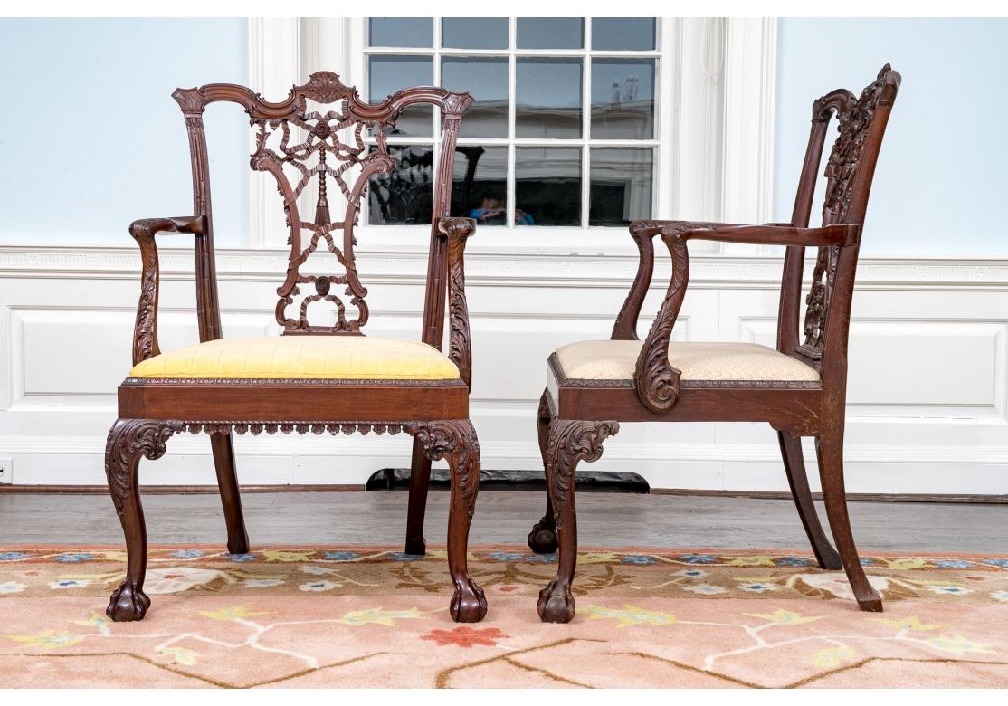 Extraordinary Set Of 8 Antique Georgian Ribbon Back Arm Chairs For Sale 6