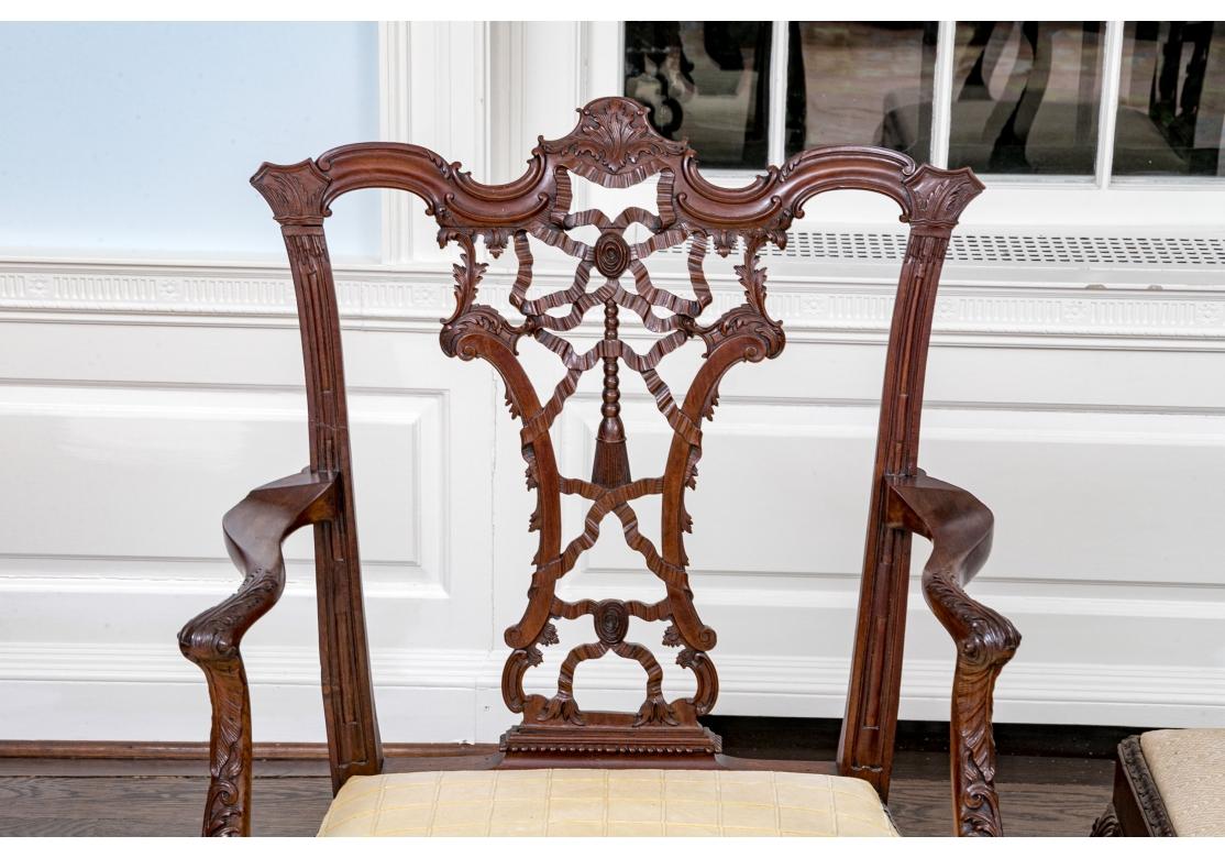 Extraordinary Set Of 8 Antique Georgian Ribbon Back Arm Chairs For Sale 10