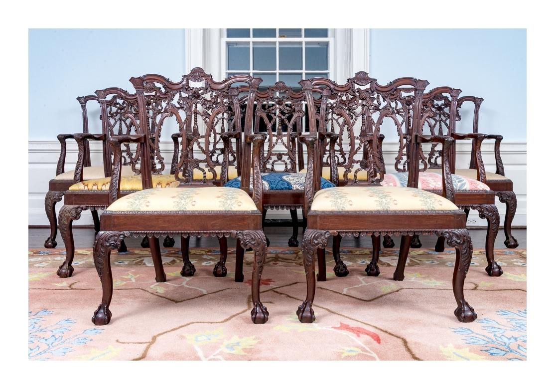Extraordinary Set Of 8 Antique Georgian Ribbon Back Arm Chairs For Sale 11