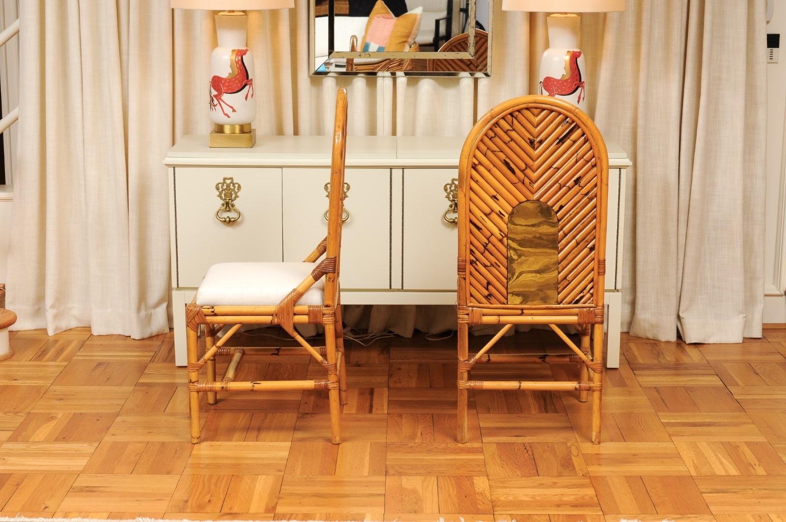Außergewöhnlicher Satz von 8 Vintage-Stühlen aus Rattan, Bambus und Schilfrohr von Vivai del Sud im Angebot 8