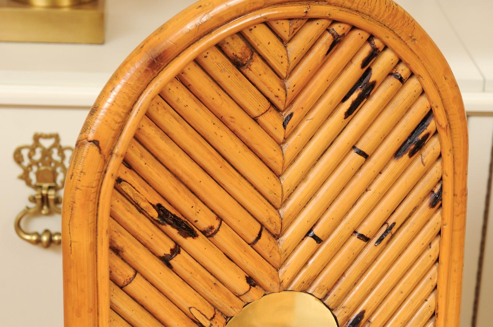 Extraordinaire ensemble de 8 chaises vintage en rotin, bambou et cannage de Vivai del Sud en vente 11