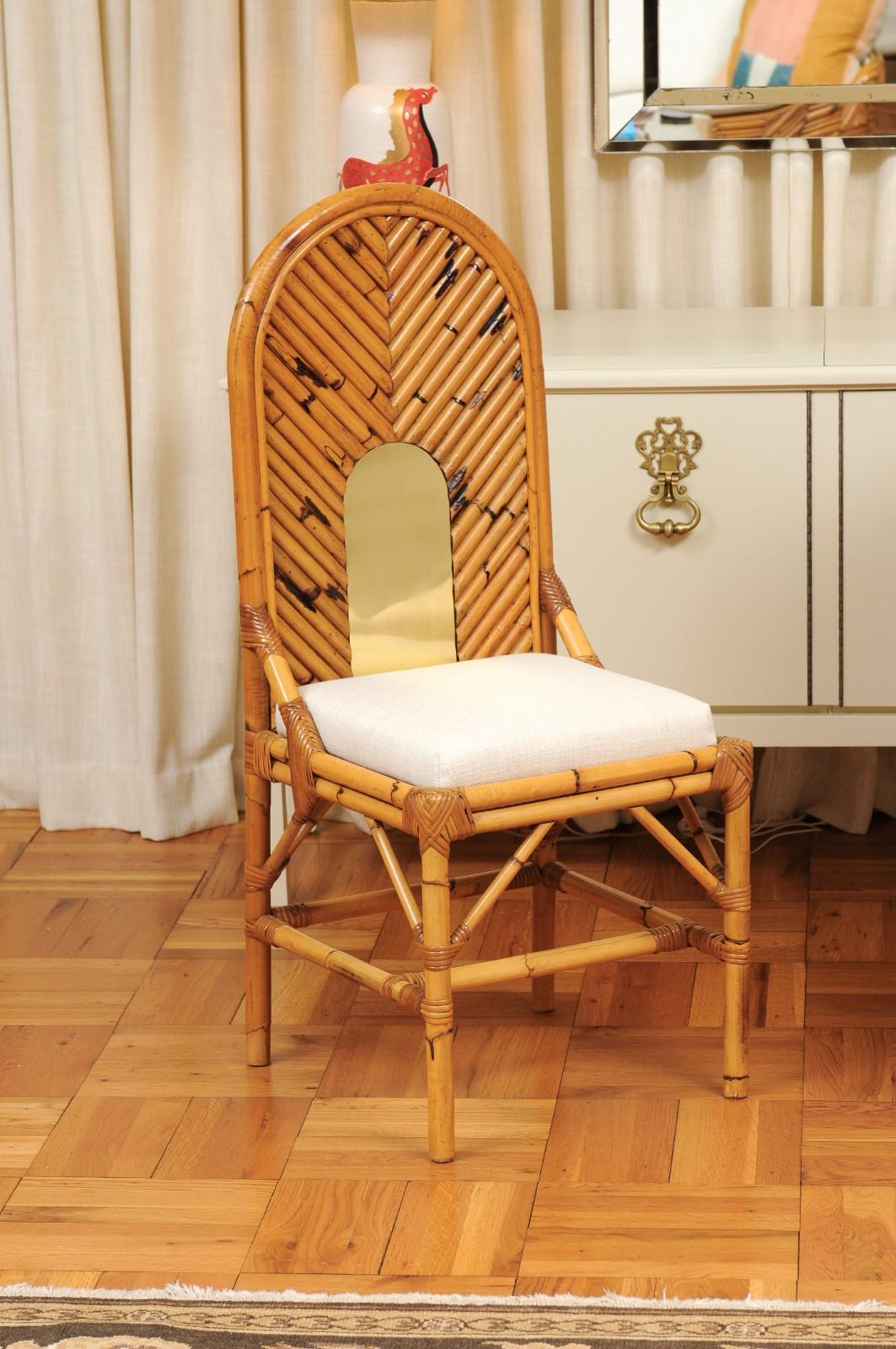 Außergewöhnlicher Satz von 8 Vintage-Stühlen aus Rattan, Bambus und Schilfrohr von Vivai del Sud (Italienisch) im Angebot