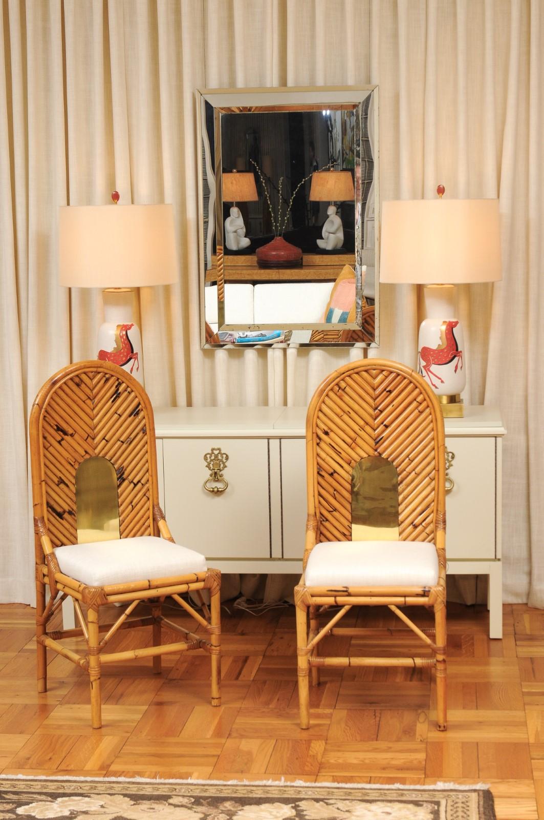 Fin du 20e siècle Extraordinaire ensemble de 8 chaises vintage en rotin, bambou et cannage de Vivai del Sud en vente