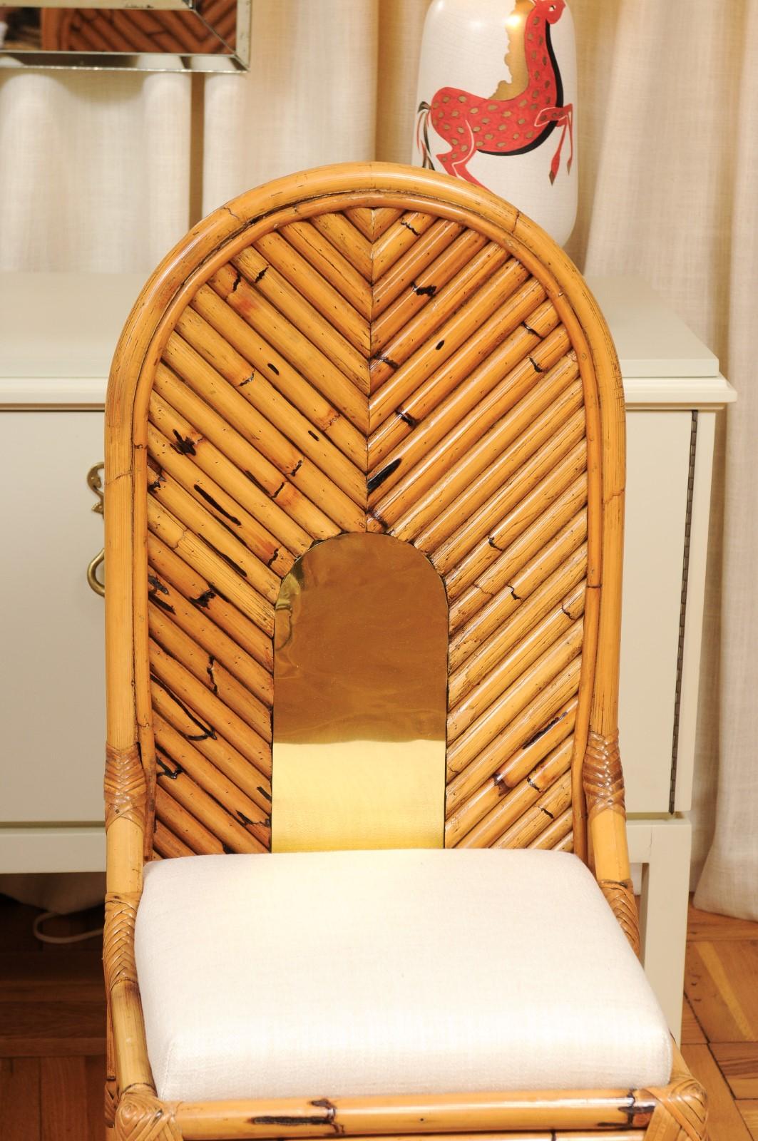 Extraordinaire ensemble de 8 chaises vintage en rotin, bambou et cannage de Vivai del Sud en vente 1