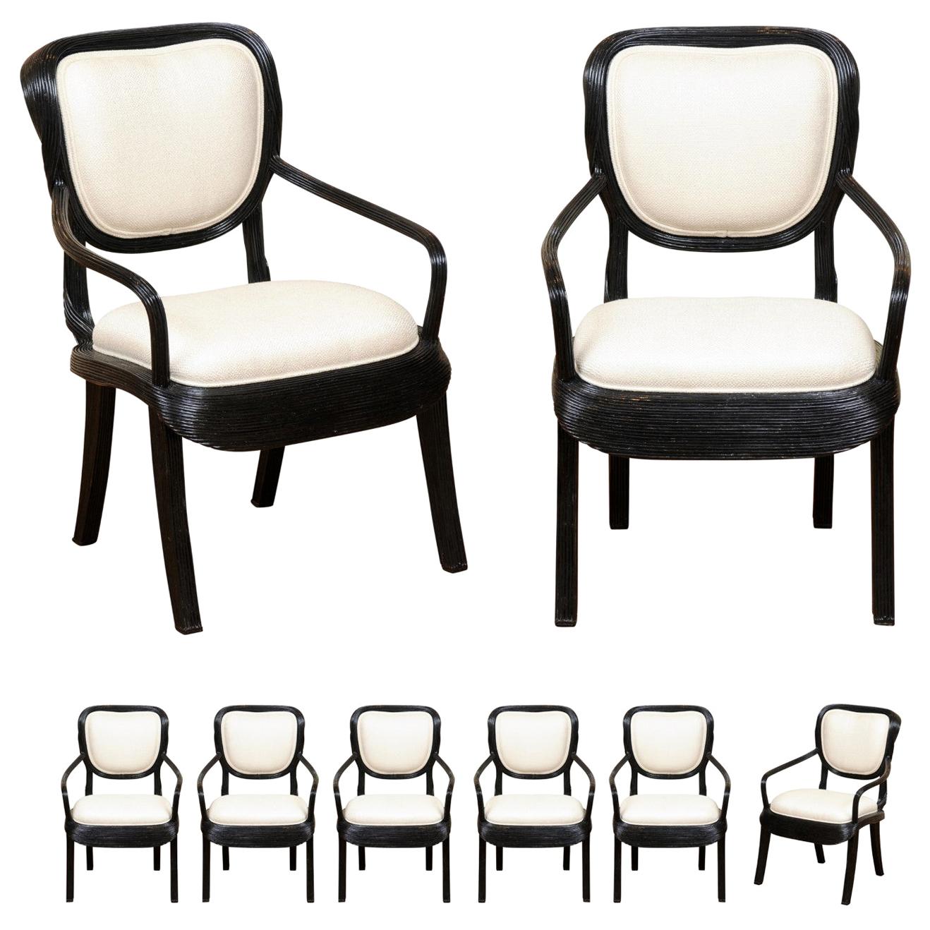 Extraordinary Set of 8 Trompe L'oiel Dining Chairs by Betty Cobonpue, circa 1980