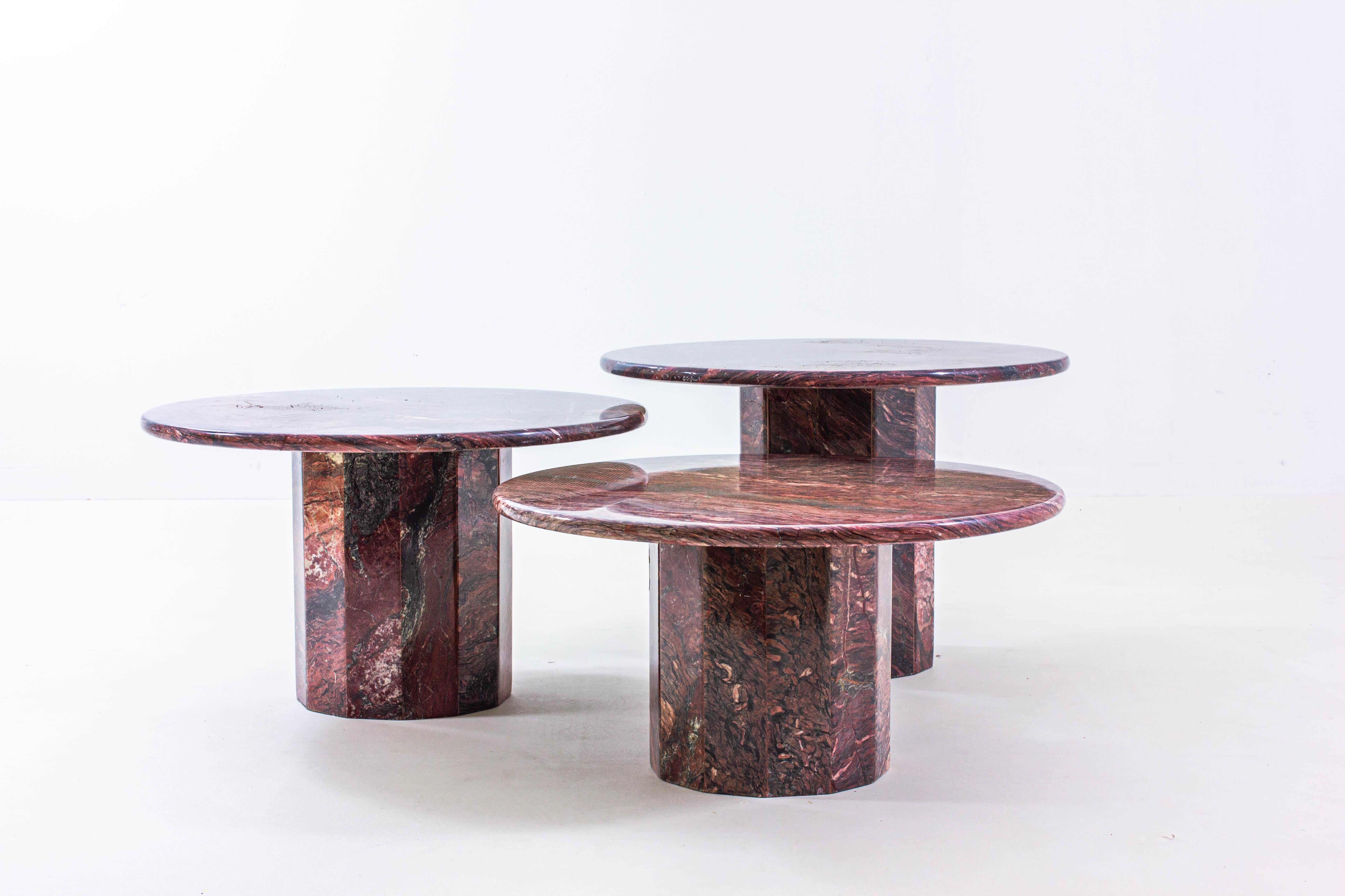 burgundy marble side table