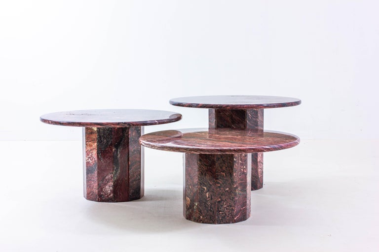 Extraordinary Set of Burgundy Marble Coffee Tables For Sale at 1stDibs — free download