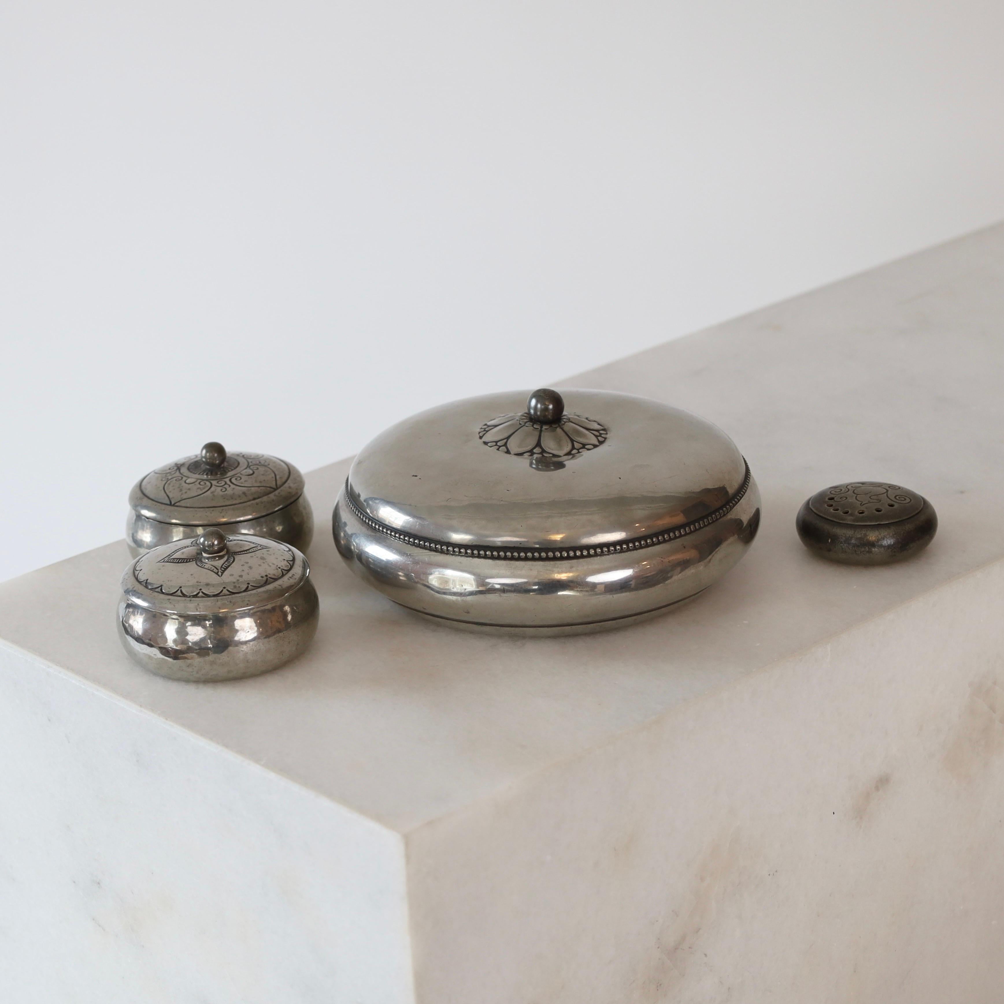 Danish Extraordinary set of Pewter Jewelry boxes by Just Andersen, 1920s, Denmark For Sale