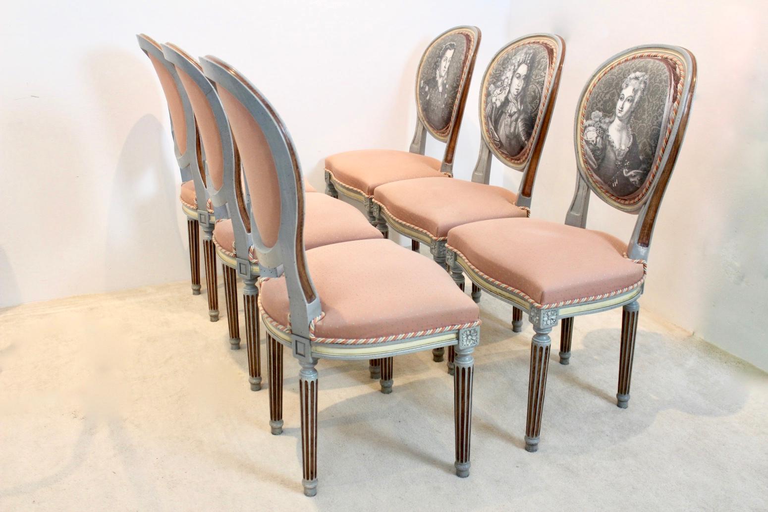 Extraordinaire ensemble de six chaises Louis XVI Jacques Grange 4