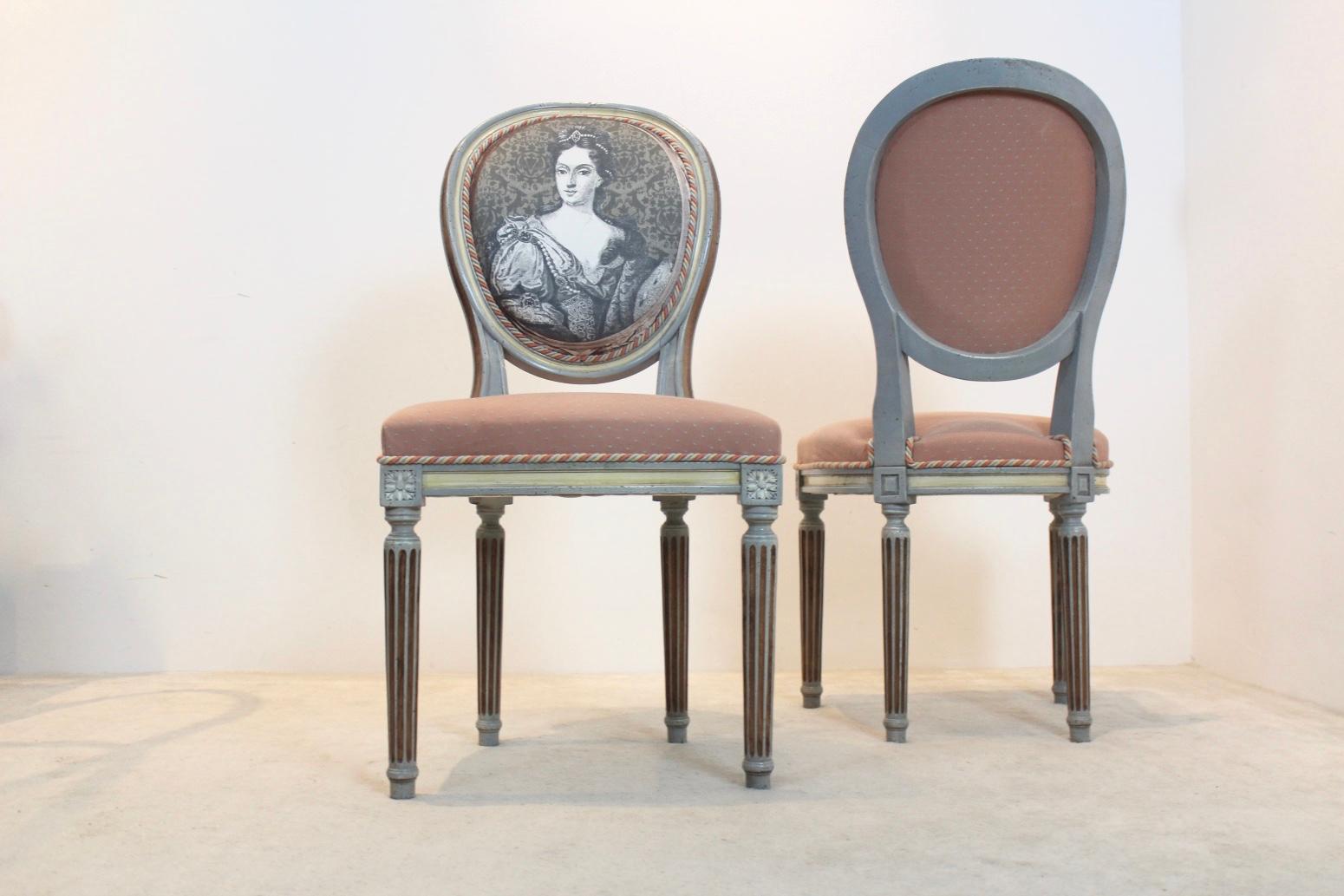 Français Extraordinaire ensemble de six chaises Louis XVI Jacques Grange
