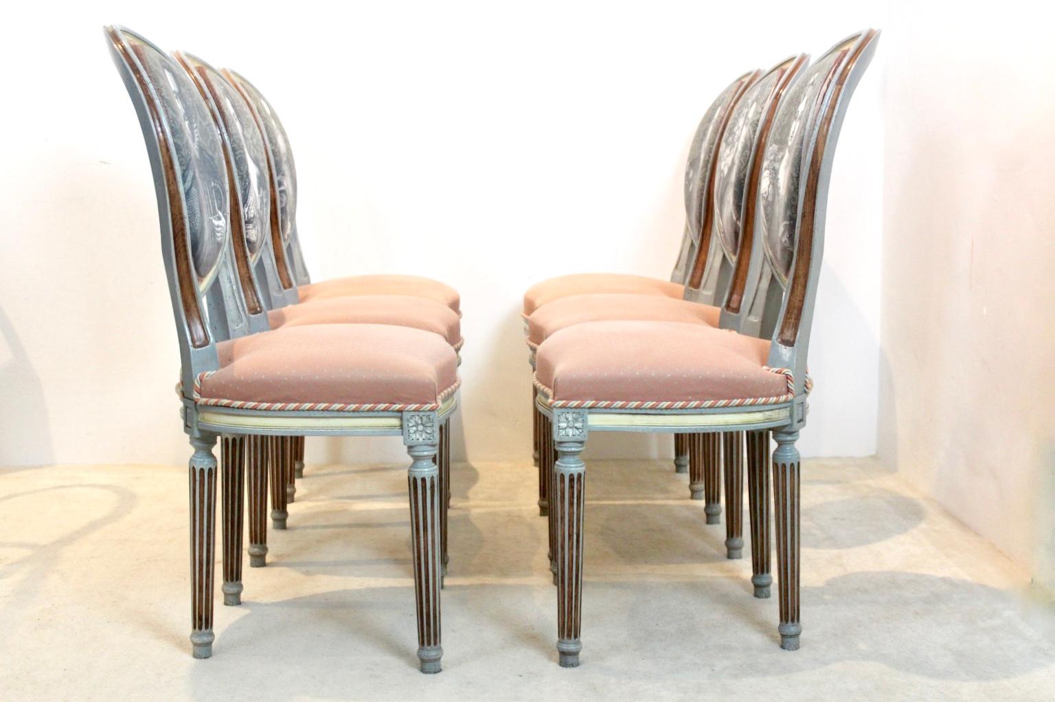 Extraordinaire ensemble de six chaises Louis XVI Jacques Grange Bon état à Voorburg, NL