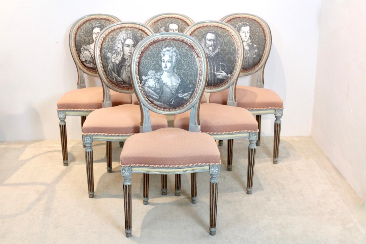 Tissu d'ameublement Extraordinaire ensemble de six chaises Louis XVI Jacques Grange