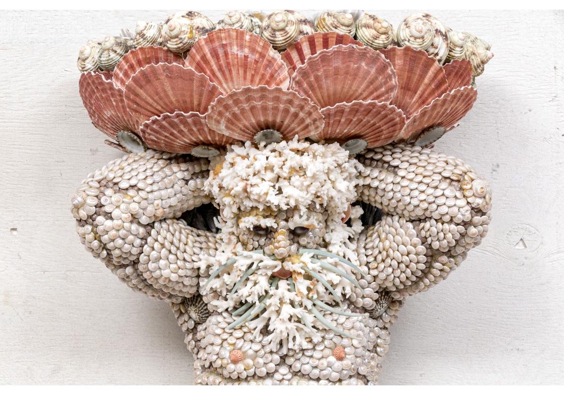 Hand-Crafted Extraordinary Shell Covered Neptune Figural Sculpture By Anne Jayson