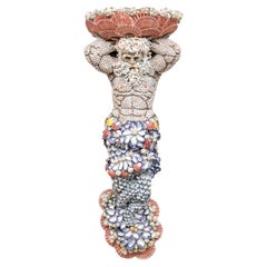 Extraordinary Shell Covered Neptune Figural Sculpture By Anne Jayson