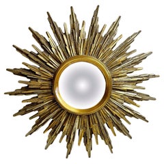 Extraordinary Silver and Gold Sunburst Starburst Convex Mirror Belgium 1960