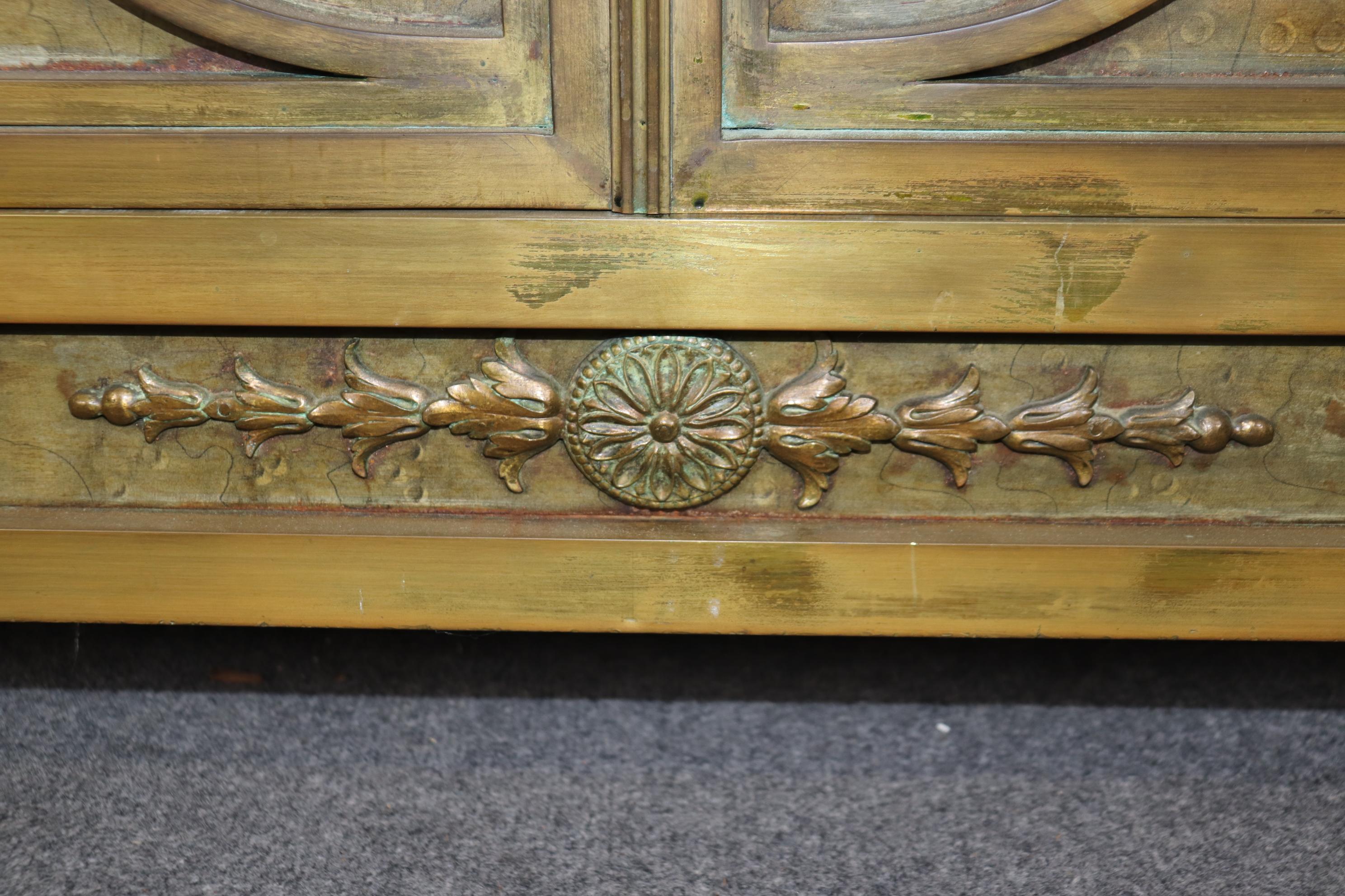 Extraordinary Solid Bronze French Marble Top Directoire Sideboard with Mirror For Sale 8